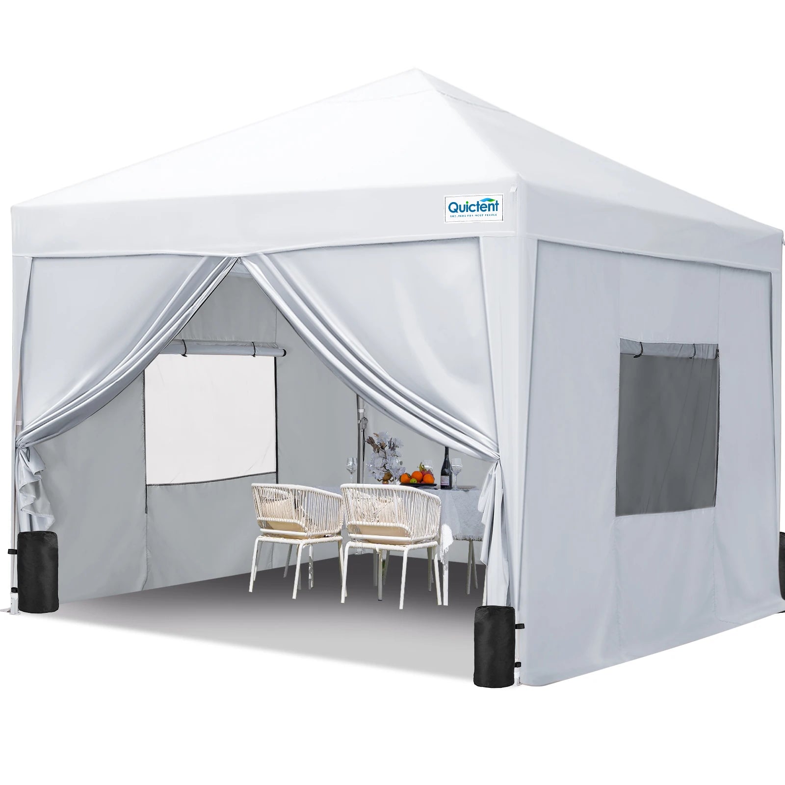 Quictent 10x10 Pop Up Canopy Tent - Waterproof Instant Gazebo with Sidewalls, Sandbags & Carry Bag for Outdoor Events, Parties, Camping & Beach Use