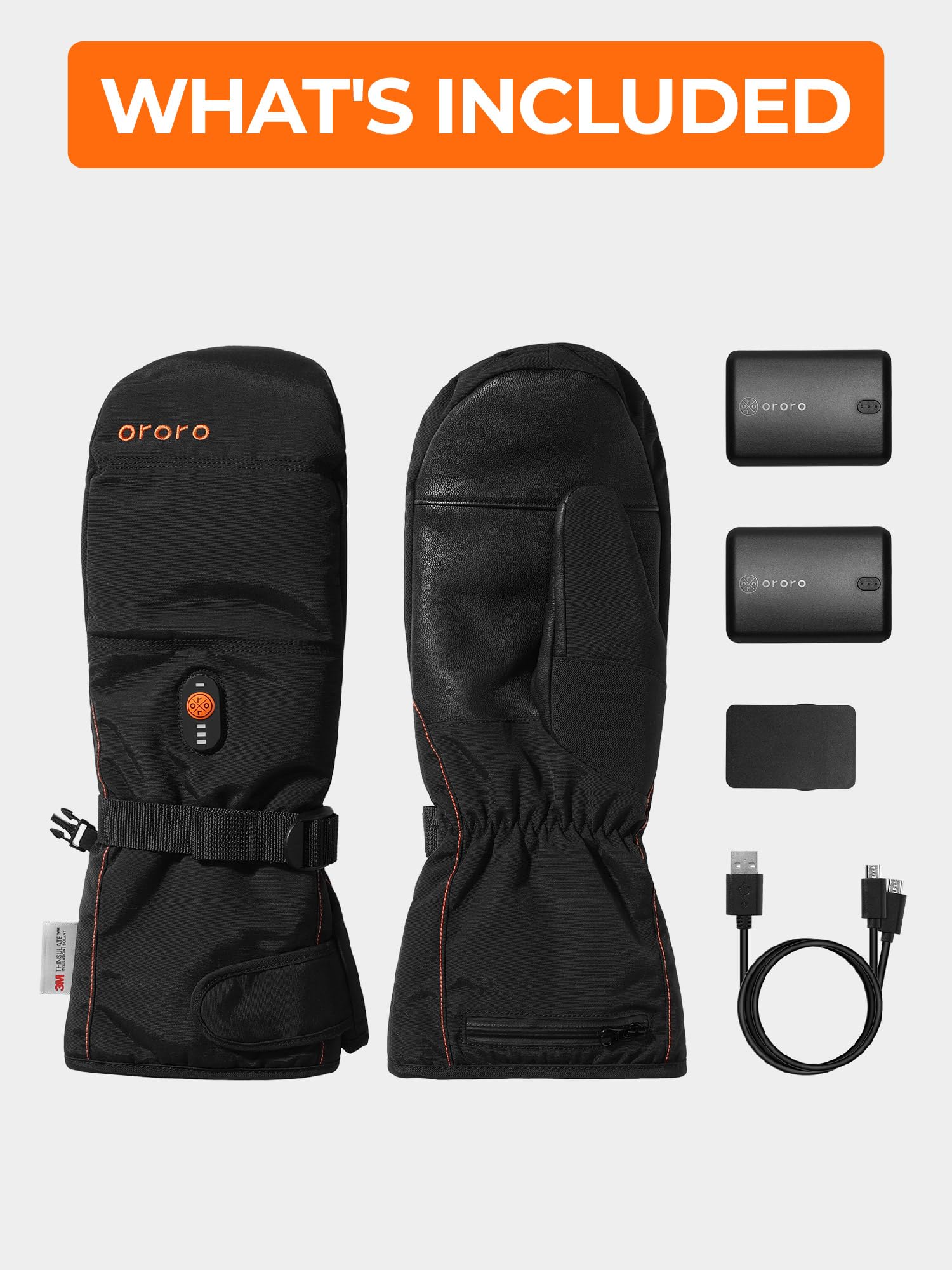 ORORO Heated Mittens for Women & Men - Battery-Powered Winter Gloves for Extreme Cold (Charger Not Included) - Perfect for Skiing, Snowboarding & Outdoor Activities