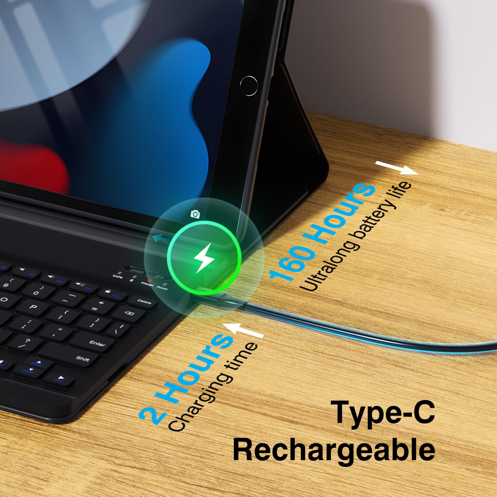 OYEEICE Wireless Detachable Keyboard Case for iPad 9th/8th/7th Gen 10.2