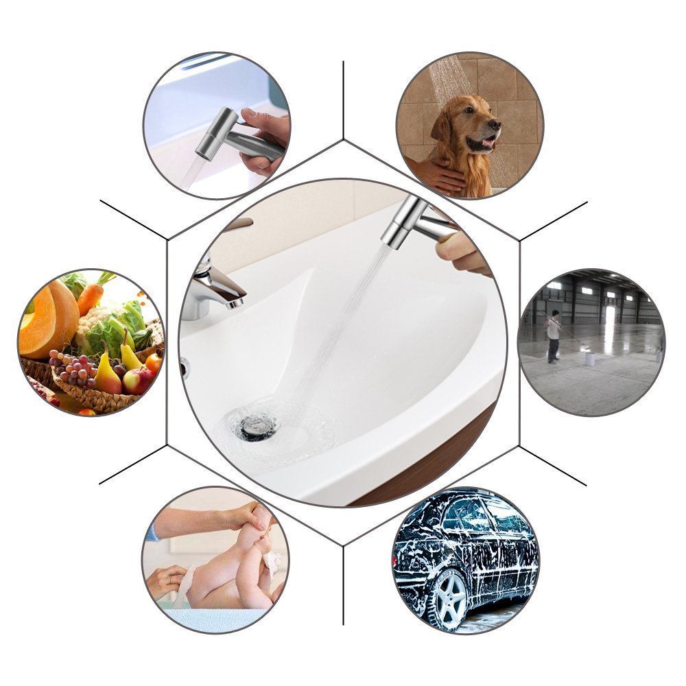 IDMAX Stainless Steel Handheld Bidet Sprayer - Toilet Shower Douche for Personal Hygiene, Muslim Shattaf & Bathroom Hand Shower - Perfect for Travel, Home Use & Postpartum Care