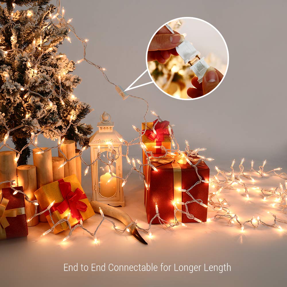 600 Count 139.2ft Brizled Connectable Christmas Lights - UL Certified 120V Incandescent Mini String Lights with White Wire & Warm White Glow | Perfect for Christmas Tree, Wedding, Bedroom, Porch, and Holiday Decorations