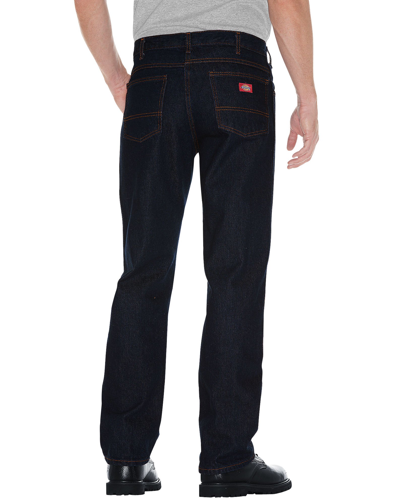 Dickies Men's Industrial Regular Fit Denim Jeans - Rinsed Black, 46 x UL - Durable Work Pants for Construction, Warehouse & Casual Wear