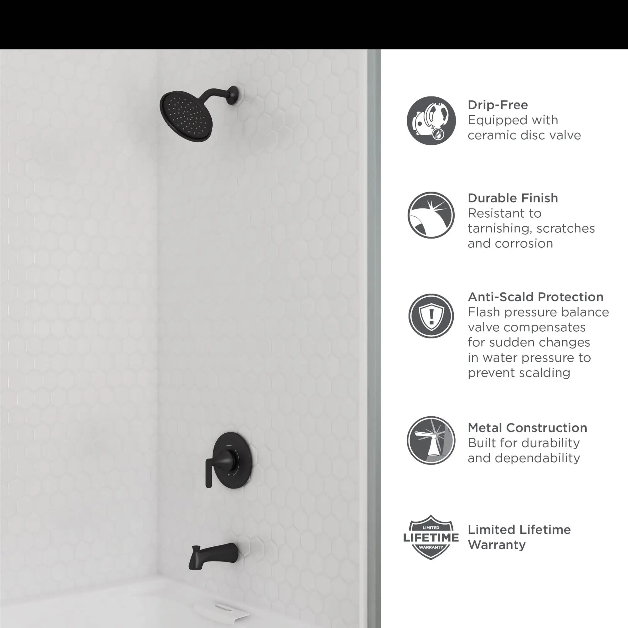 Corsham 1.8 GPM/6.8 LPM Water Saving Shower Trim Kit with Ceramic Pressure Balance Cartridge & Lever Handle - Perfect for Bathroom Renovation & Water Conservation