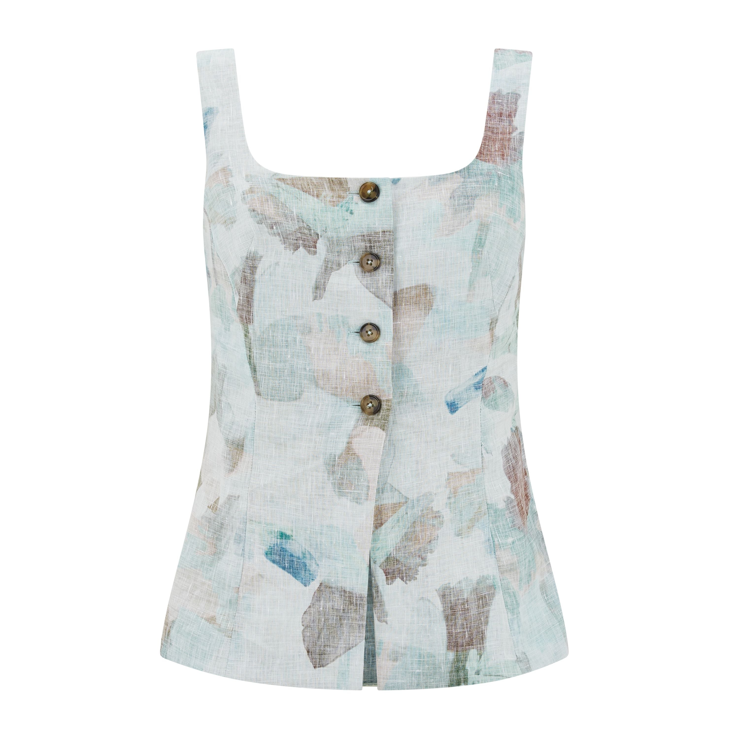 Floral Linen Vest Top for Women - Lightweight Summer Blouse, Breathable Loose Fit Tank, Casual Boho Chic Tunic - Perfect for Beach, Vacation, and Outdoor Activities