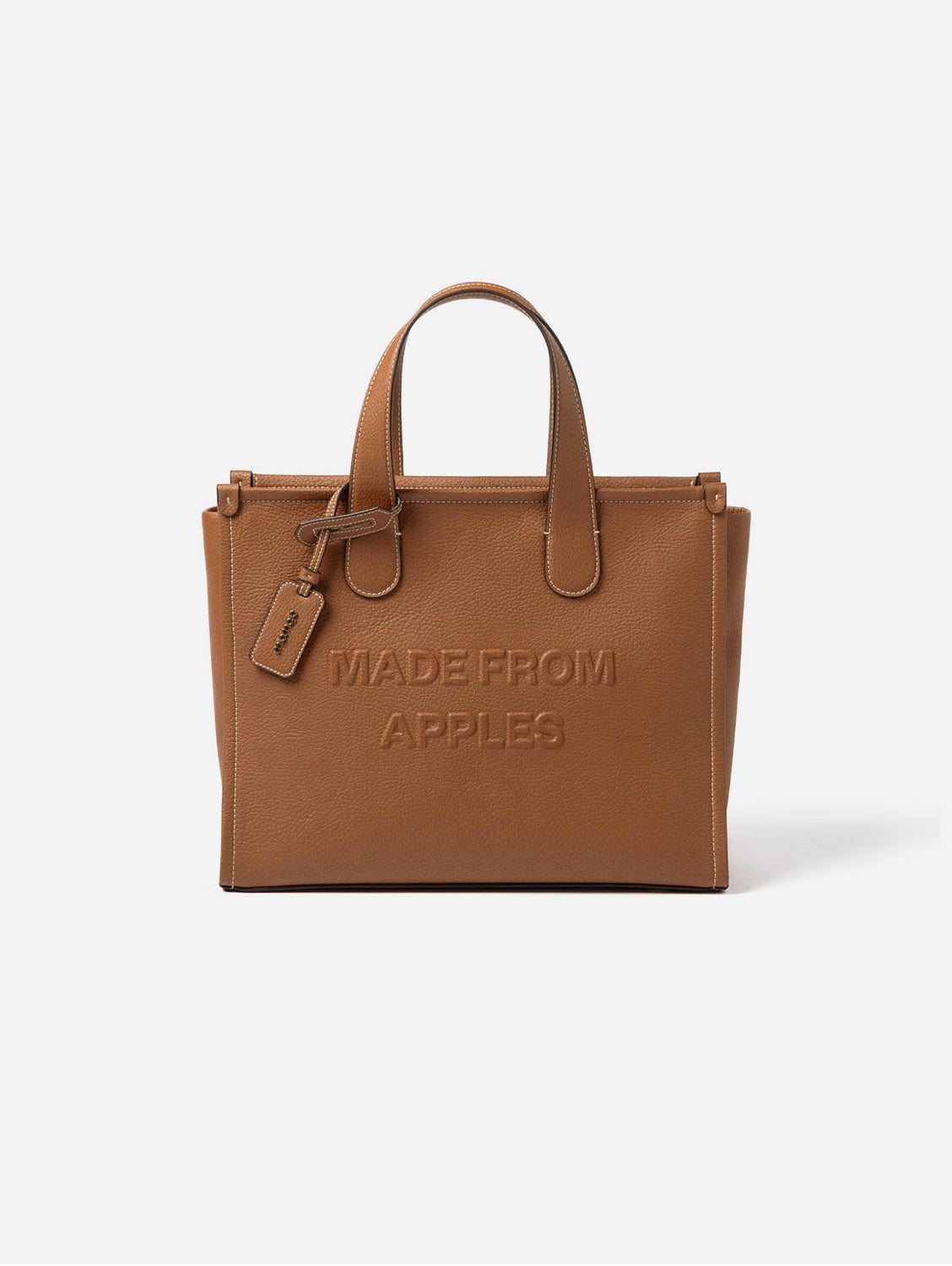 Alma L Apple Leather Vegan Tote Bag for Women - Eco-Friendly Cruelty-Free Handbag in Cognac Brown | Perfect for Work, Travel & Everyday Use