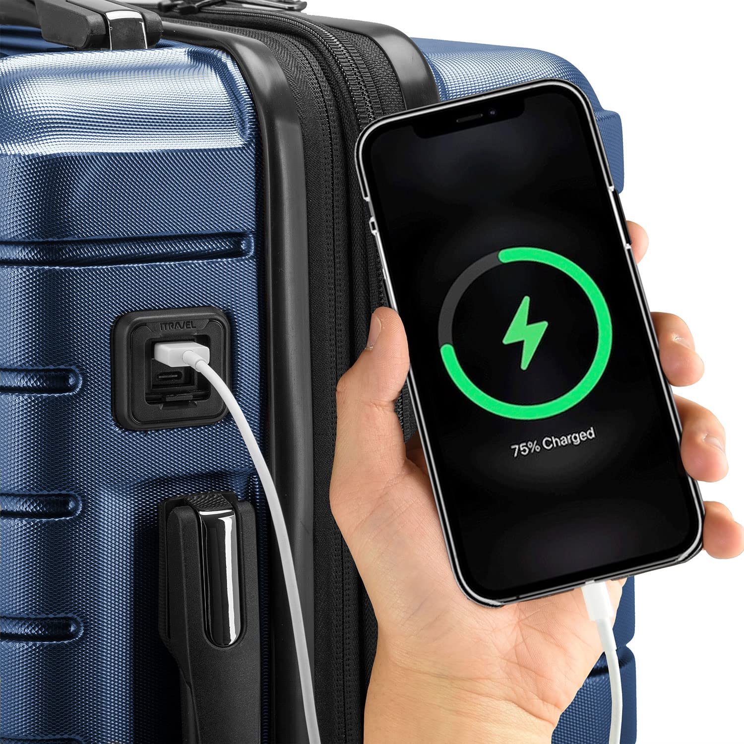 Traveler's Choice Archer Polycarbonate Hardside Spinner Luggage Set - 2-Piece Lightweight Suitcase with Tie Down Straps, Blue - Perfect for Air Travel & Business Trips