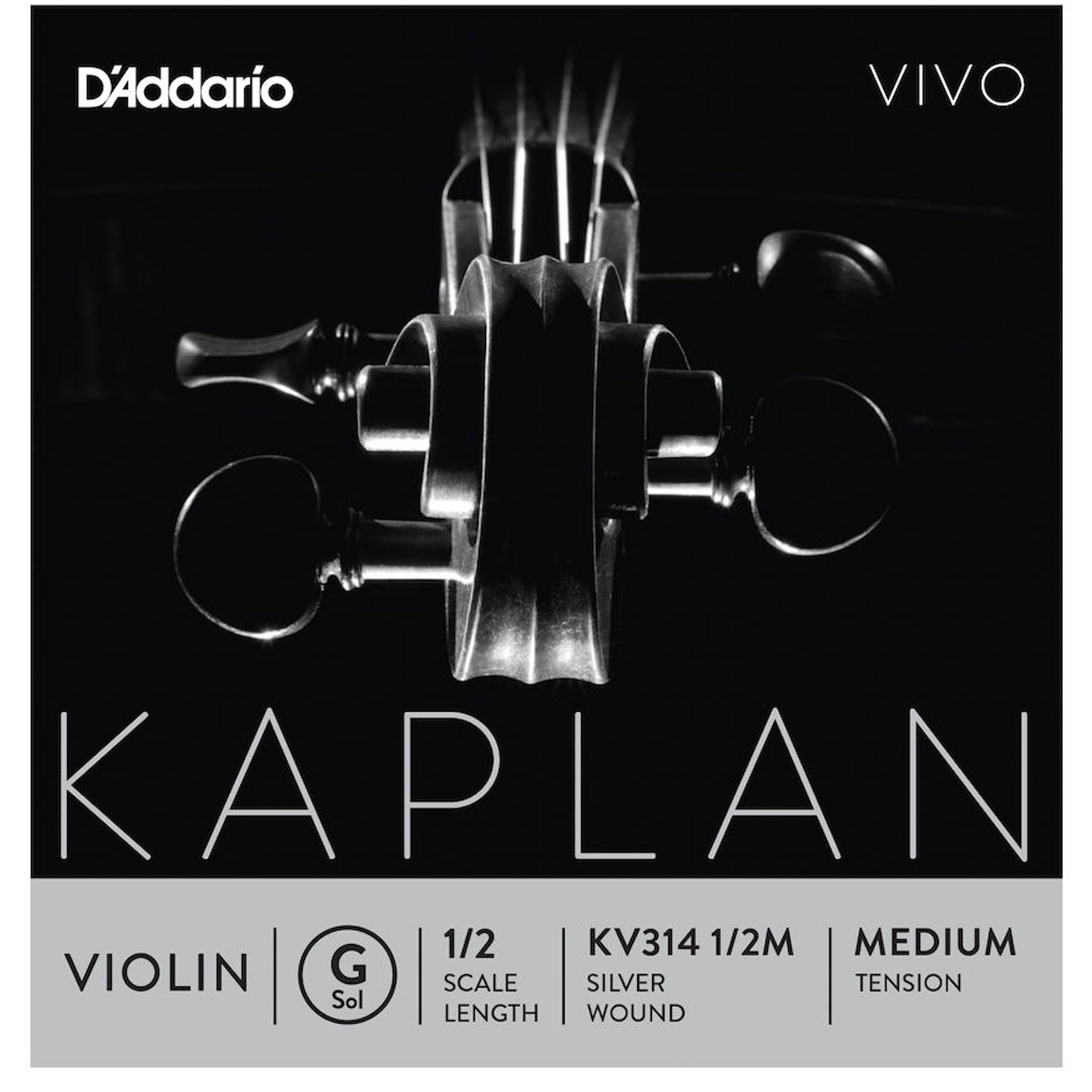 D'Addario Kaplan Vivo Violin G String - 1/2 Size, Medium Tension for Student & Intermediate Players - Perfect for Classical & Folk Music Practice