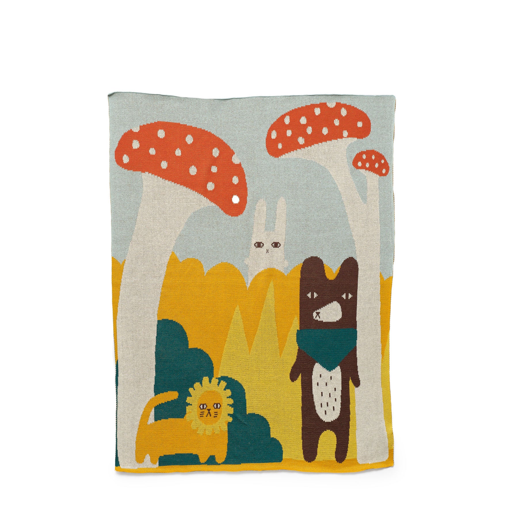 Soft Cotton Mini Blanket with Trees & Creatures Design - Cozy Throw for Kids, Nursery, Travel & Home Decor