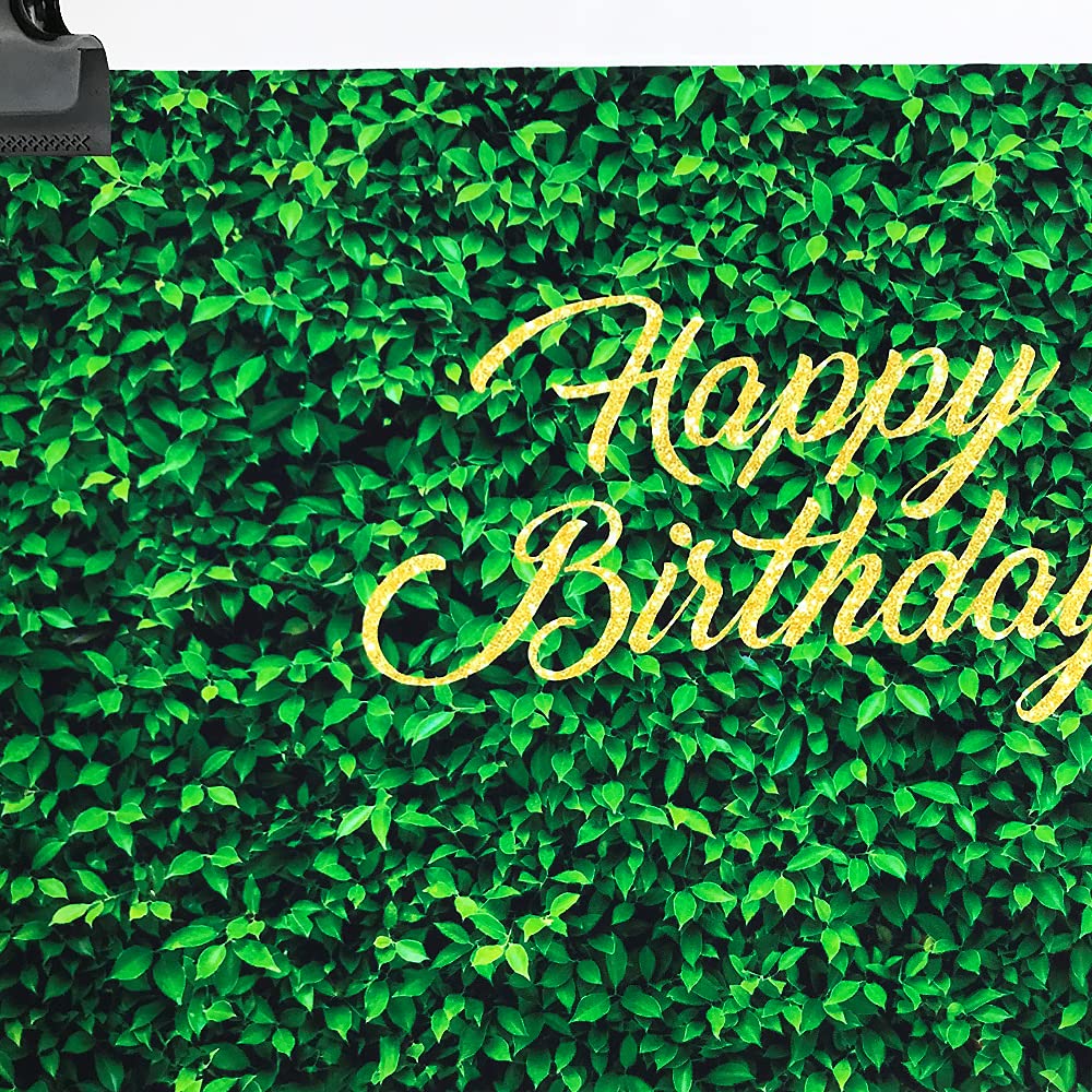 Jungle Safari Happy Birthday Backdrop - 7x5FT Green Leaves Photography Background for Baby Shower, Nature-Themed Party Decorations & Rustic Photo Studio Props | Perfect for Birthday Parties, Baby Showers, and Jungle-Themed Events