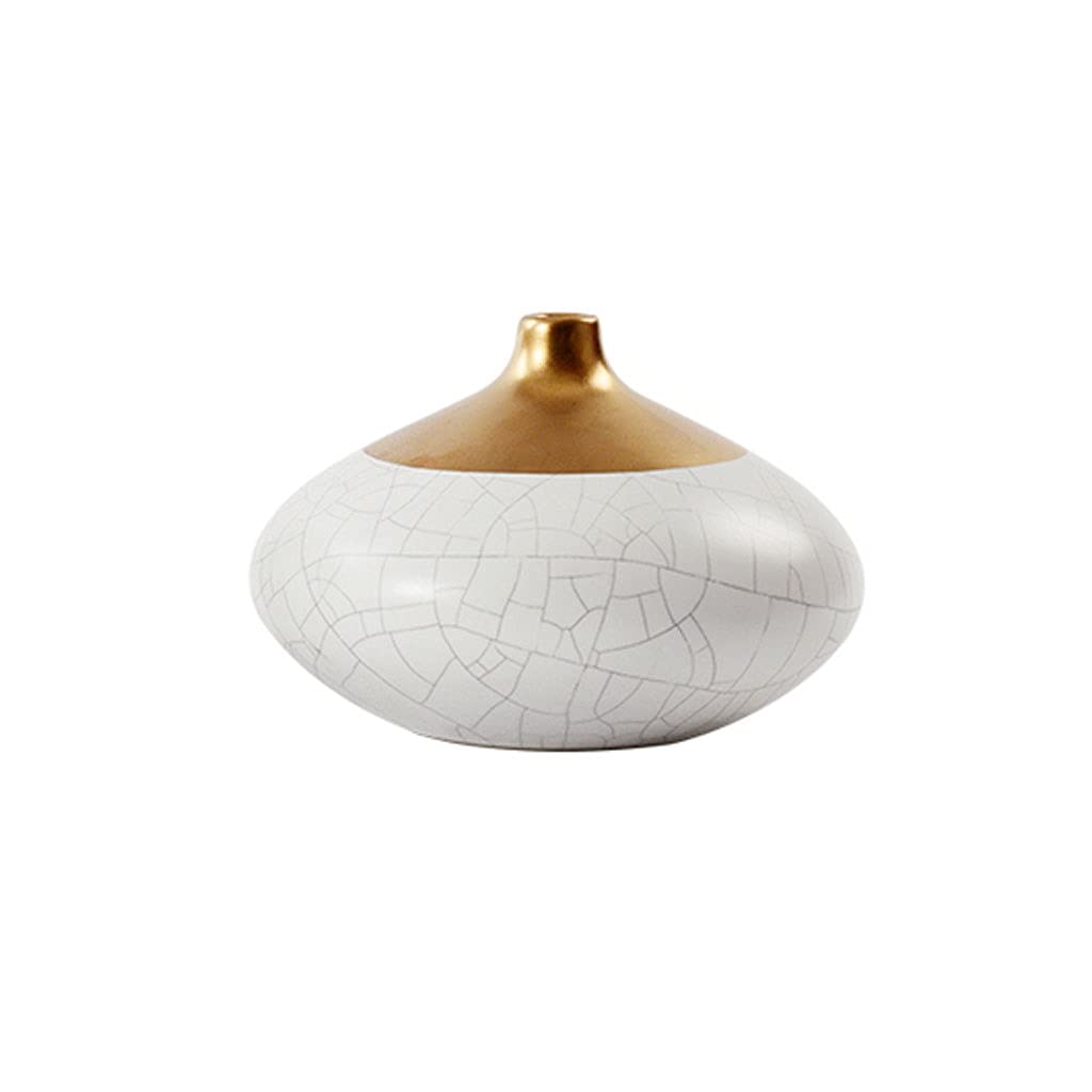 Handmade Ceramic Round Vase - 7x4.7 Inch Decorative Flower Vase for Home, Office, Wedding, Party & Outdoor Decor - Unique Gift Idea for Housewarming, Birthday & Anniversary