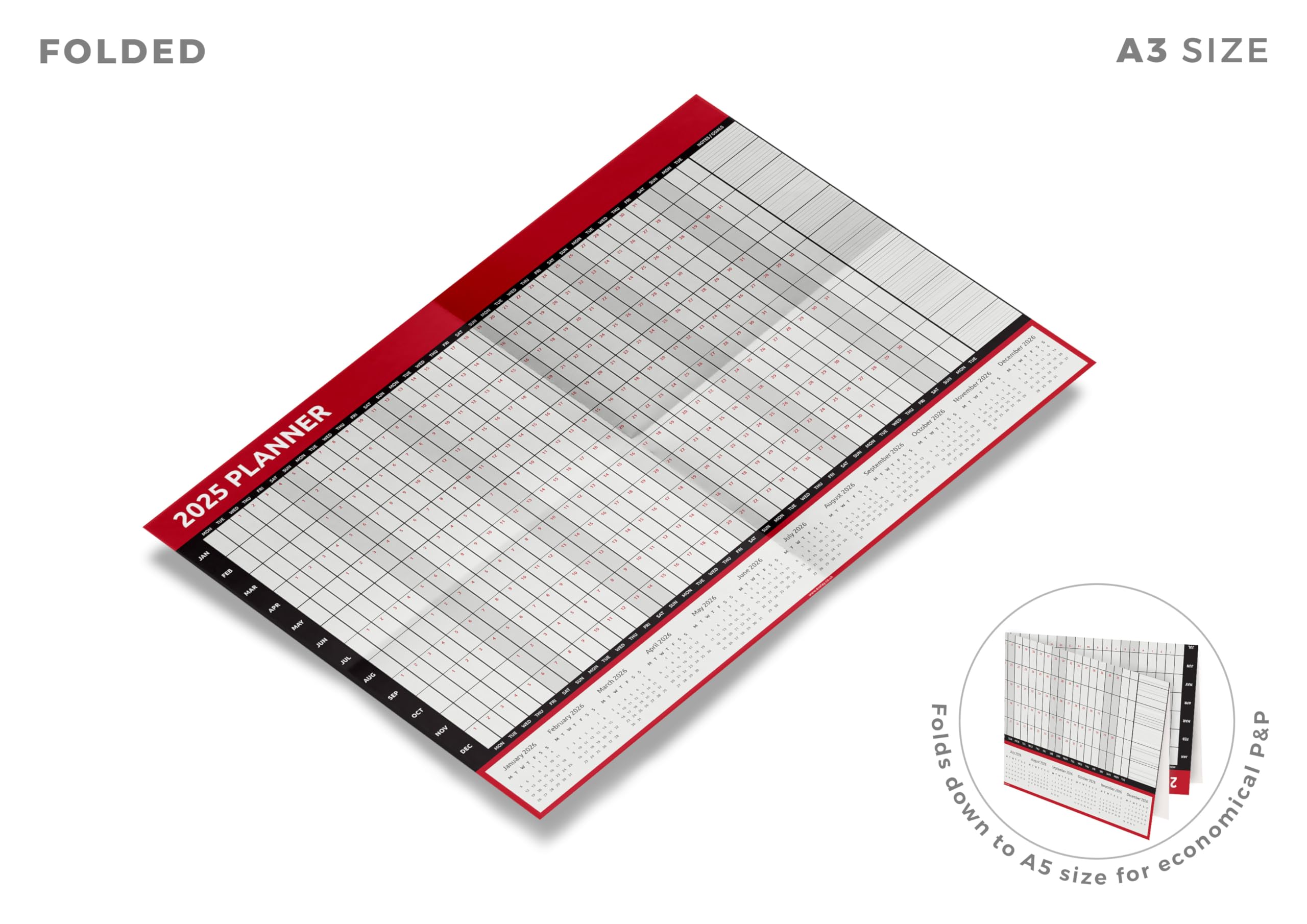 Evelay 2025 Wall Calendar Planner - A3 Size (42.0 x 29.7cm) | Full Year at a Glance | Perfect for Home, Office, Work & School Organization | Great for Planning, Scheduling & Time Management
