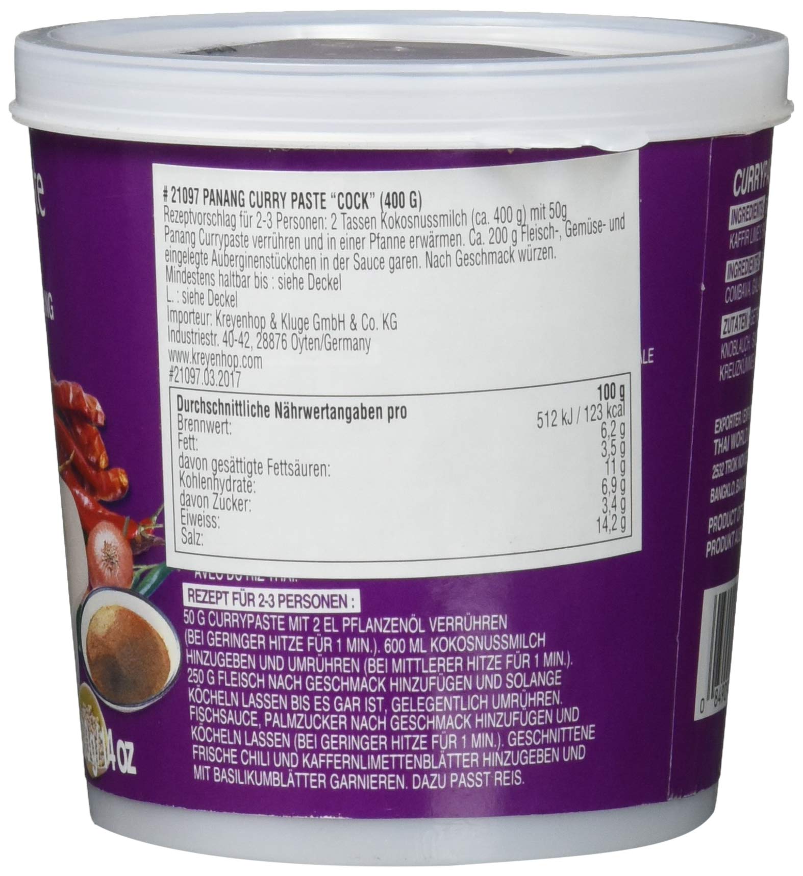 Authentic Thai Panang Curry Paste - 400g | Premium Cock Brand | Perfect for Stir-Fries, Soups & Thai Cooking at Home