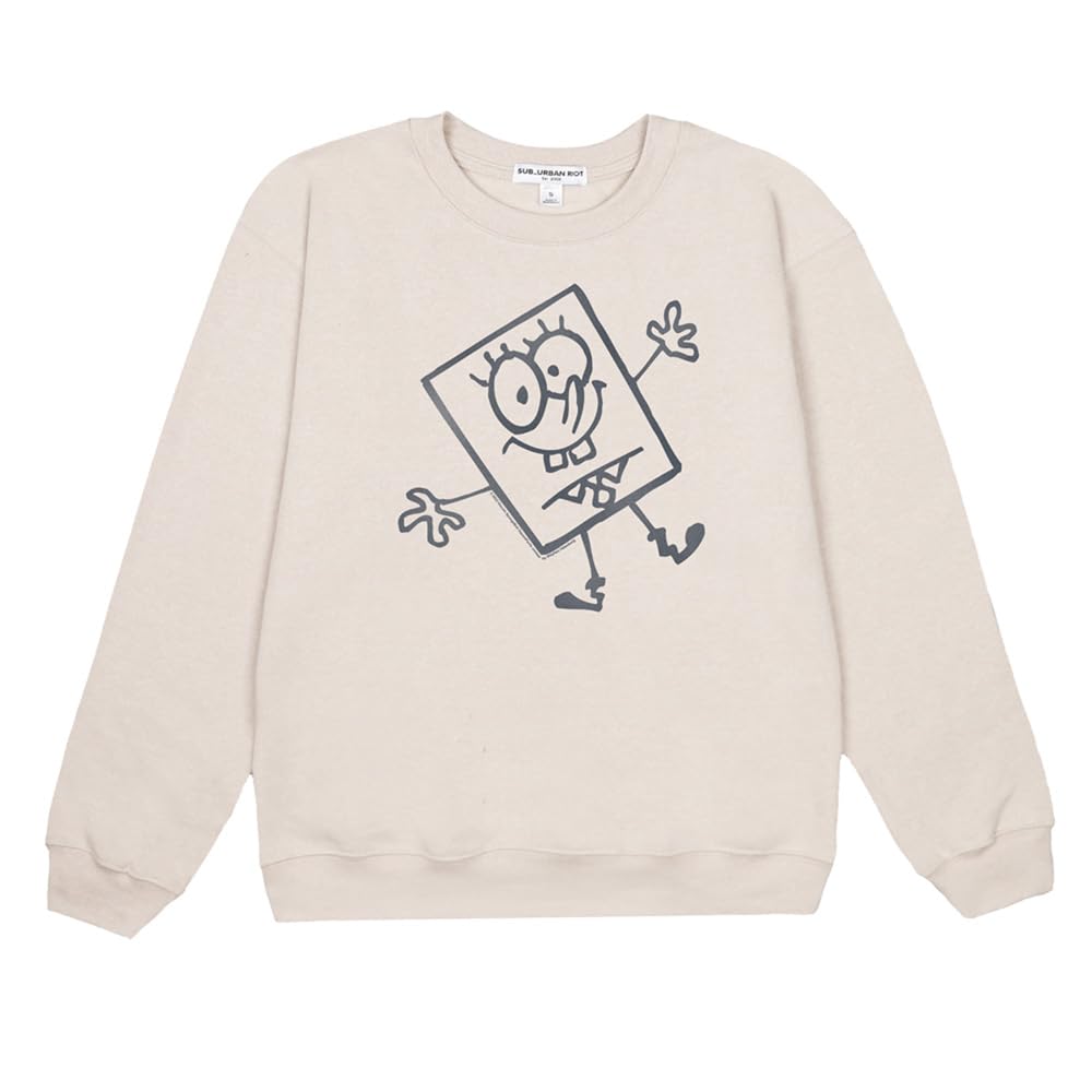 Spongebob Doodlebob Women's Long Sleeve Fleece Sweatshirt - Official Licensed Spongebob Squarepants Apparel | Cozy Winter Pullover for Casual Wear, Lounge & Fan Merchandise