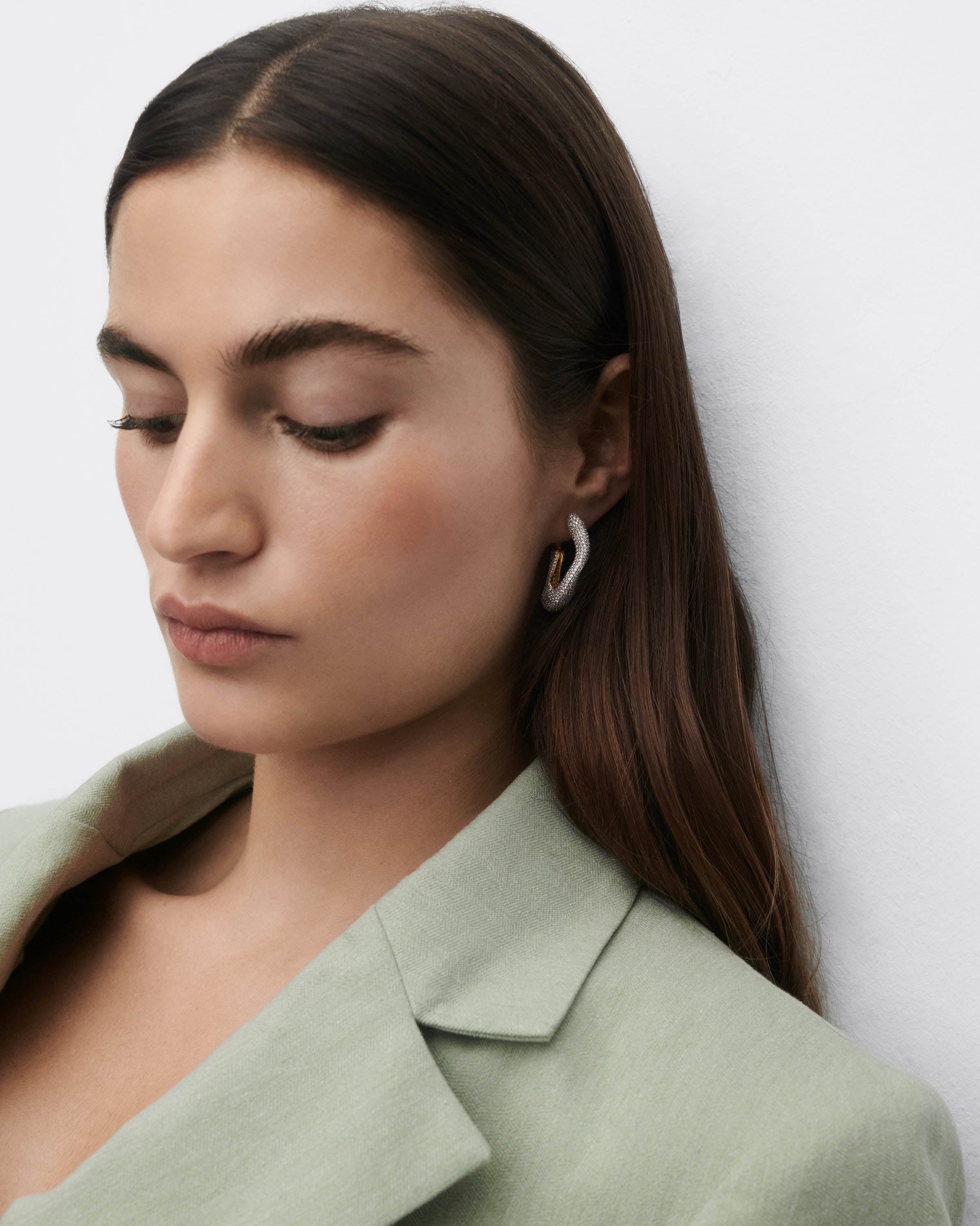 GRID 4 Pavé Sense Hoops - Elegant Sterling Silver Earrings for Women | Perfect for Parties, Weddings & Everyday Wear