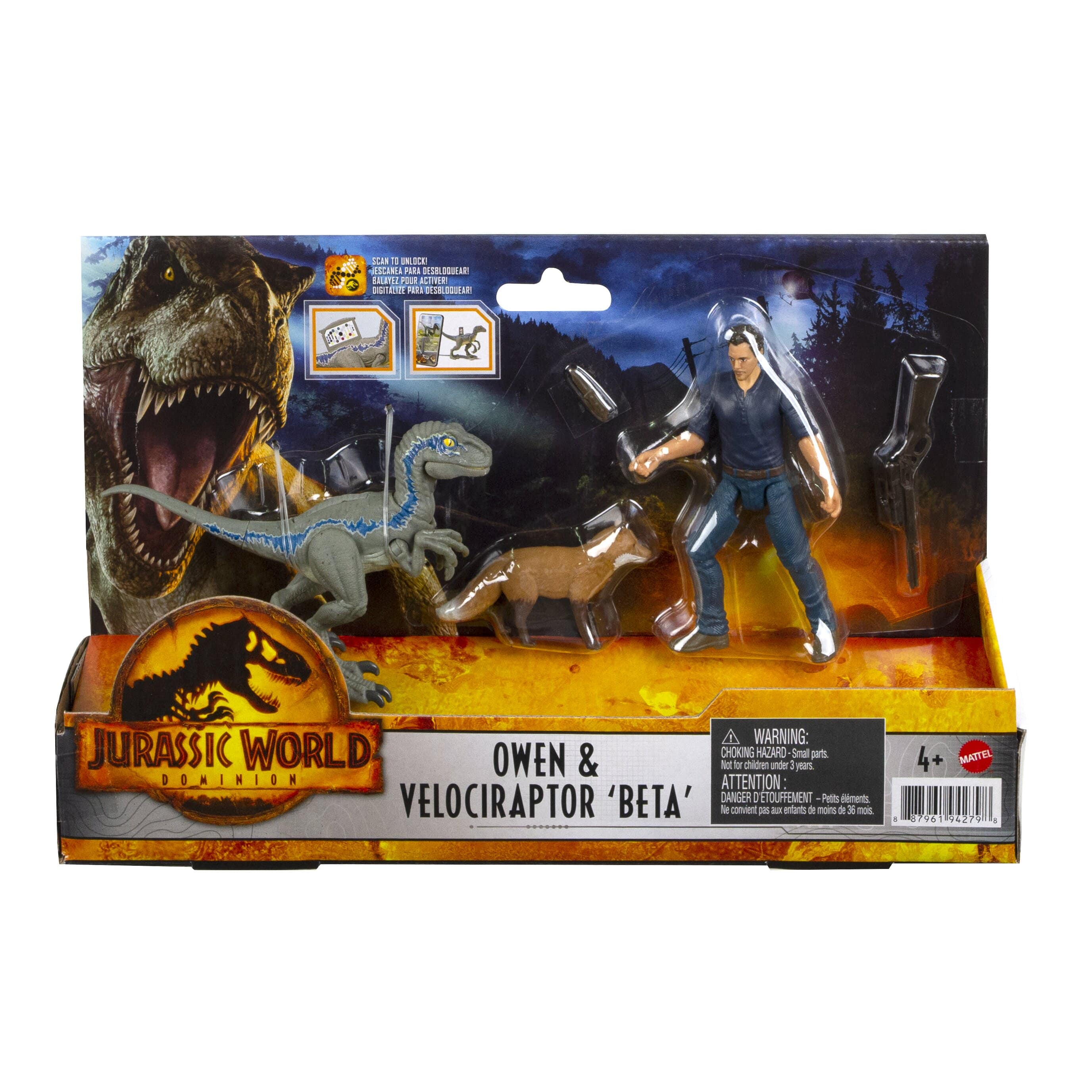 Jurassic World Dominion Owen & Velociraptor Beta Action Figures - Dinosaur Toy Set for Kids, Collectors & Movie Fans | Perfect for Playtime, Display & Gifts