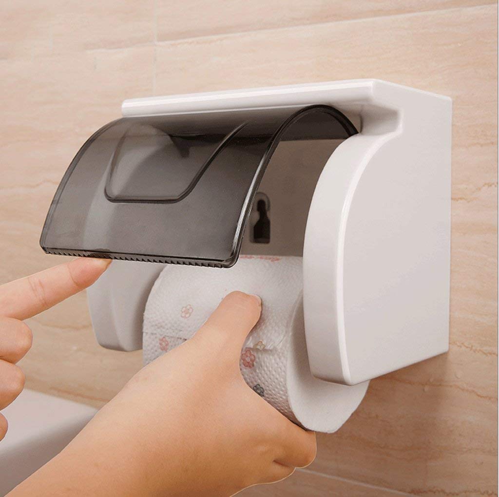 HOKIPO® Magic Sticker Series Toilet Paper Holder with Mobile Stand - No Drill Bathroom Organizer (Model AR1499) | Perfect for Small Bathrooms, RVs & Apartments