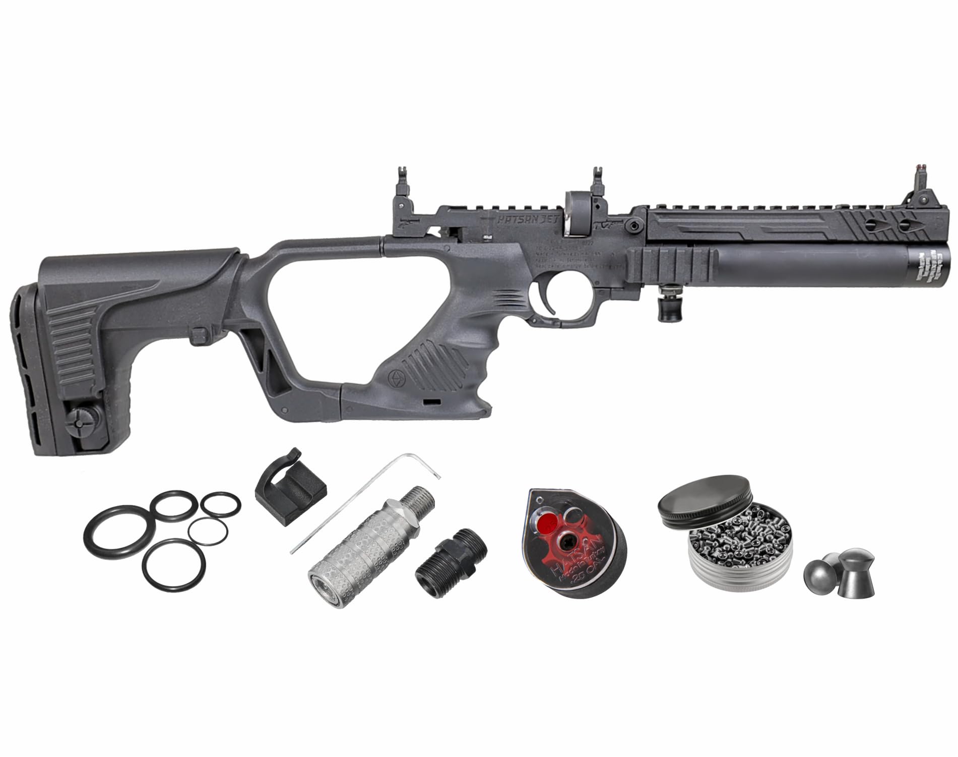 HATSAN Jet Black PCP Air Gun | Convertible Air Pistol to Rifle | Includes Wearable4U Pellets Bundle | Perfect for Hunting, Target Practice & Outdoor Shooting Sports