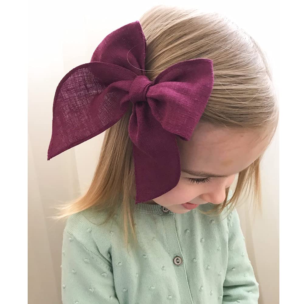 Fable Bow Hair Clips for Baby Girls, Kids & Women - Large Cotton Linen Sailor Hair Bows Accessories (Natural Classic) | Perfect for Parties, Weddings & Everyday Hair Styling
