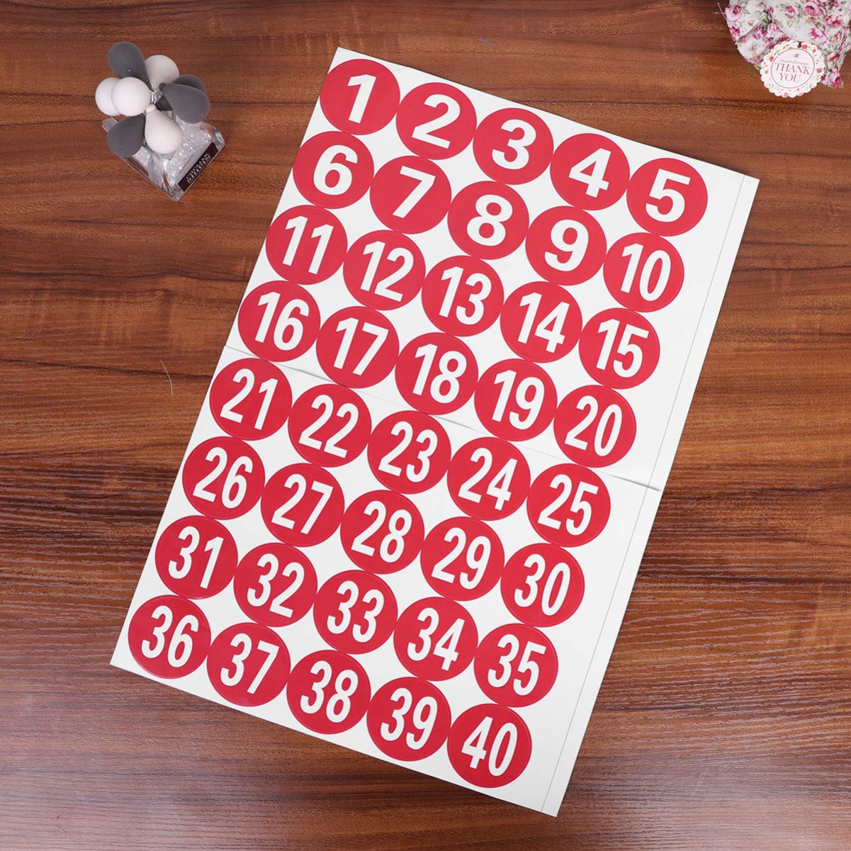 NUOBESTY Custom Number Stickers 1-40 - Self Adhesive Decorative Markers for Tables, Bags & Home - 40PCS Letter & Serial Stickers for DIY Crafts, School Projects & Organization