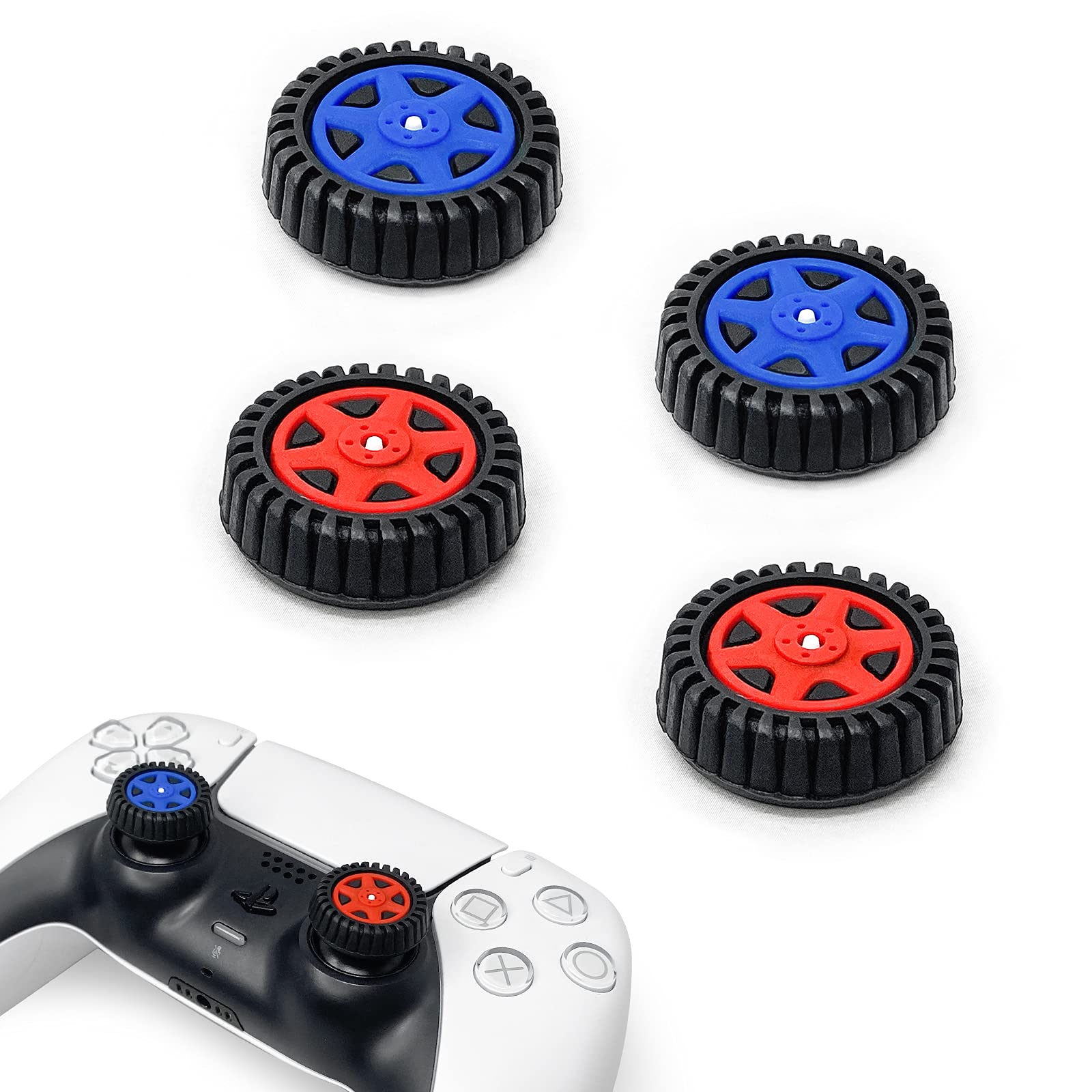Daugee 4PCS Silicone Thumb Grip Caps for PS5, PS4, PS3, PS2, Xbox One, Xbox 360 Controllers - Blue & Red Joystick Cover Accessories - Enhance Gaming Comfort & Grip for Wired & Wireless Gamepads