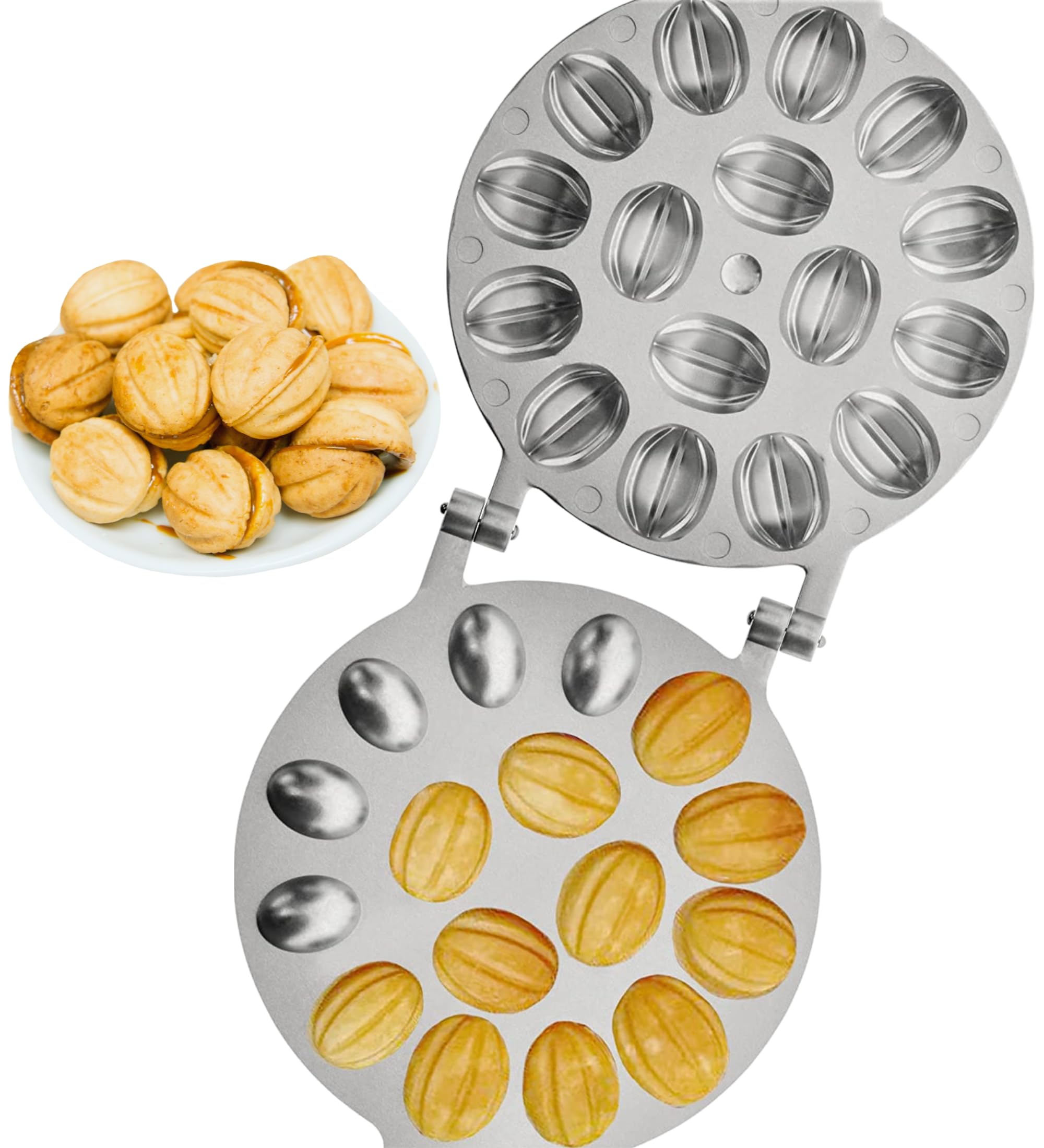 Premium Walnut Cookie (Oreshek) Maker - 16 Nut Capacity Mold for Russian Tea Cakes & Traditional Desserts - Perfect for Holiday Baking, Gift Giving & Family Gatherings