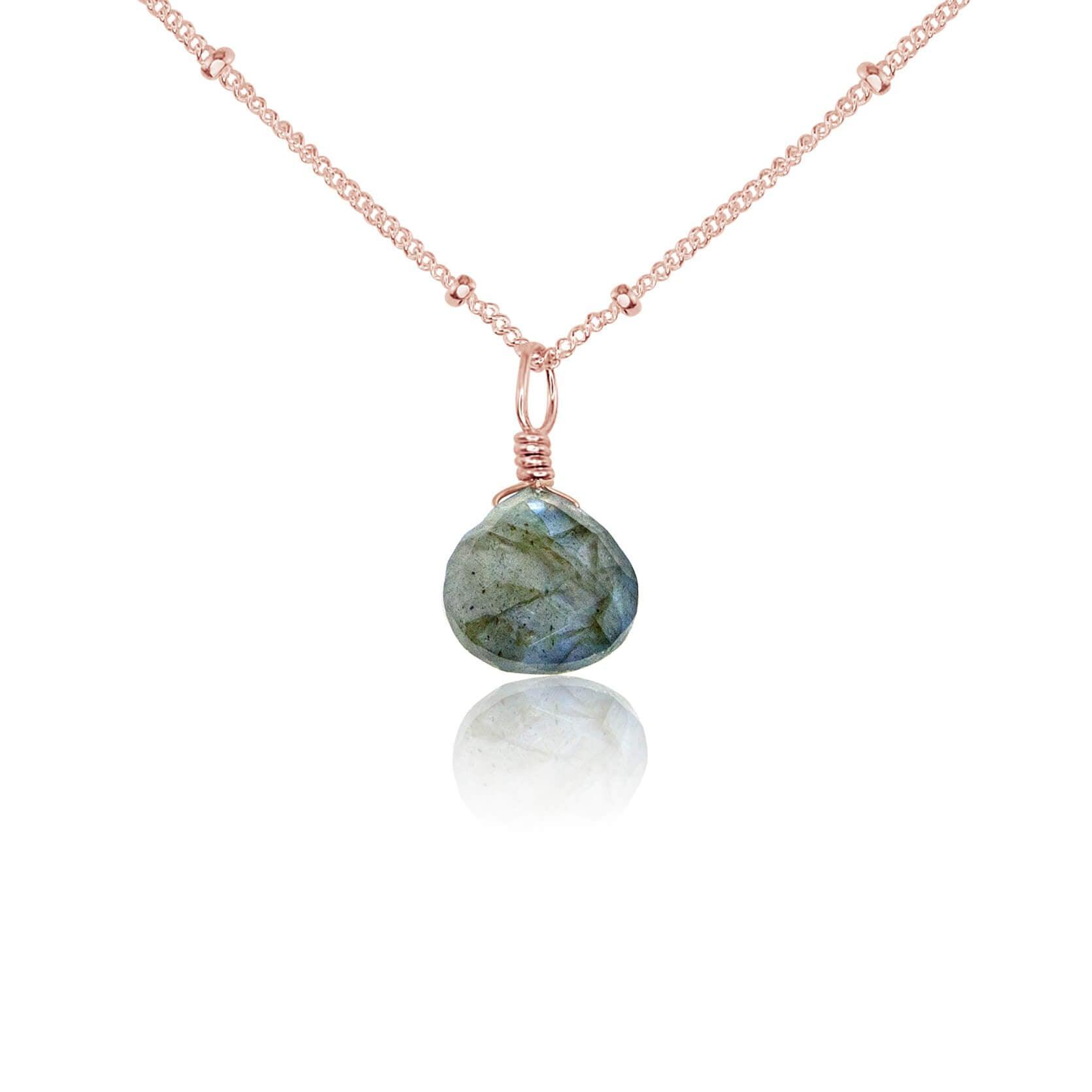Labradorite Teardrop Crystal Pendant Necklace - Healing Stone Jewelry for Women, Spiritual Protection & Energy Balance | Perfect for Meditation, Yoga & Everyday Wear