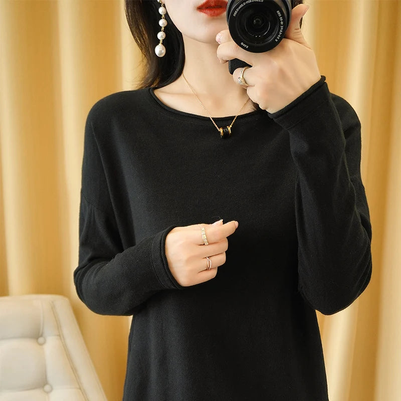 Soft Cotton O-Neck Pullover Knit Sweater for Women - Cozy Winter Wear & Casual Outfits