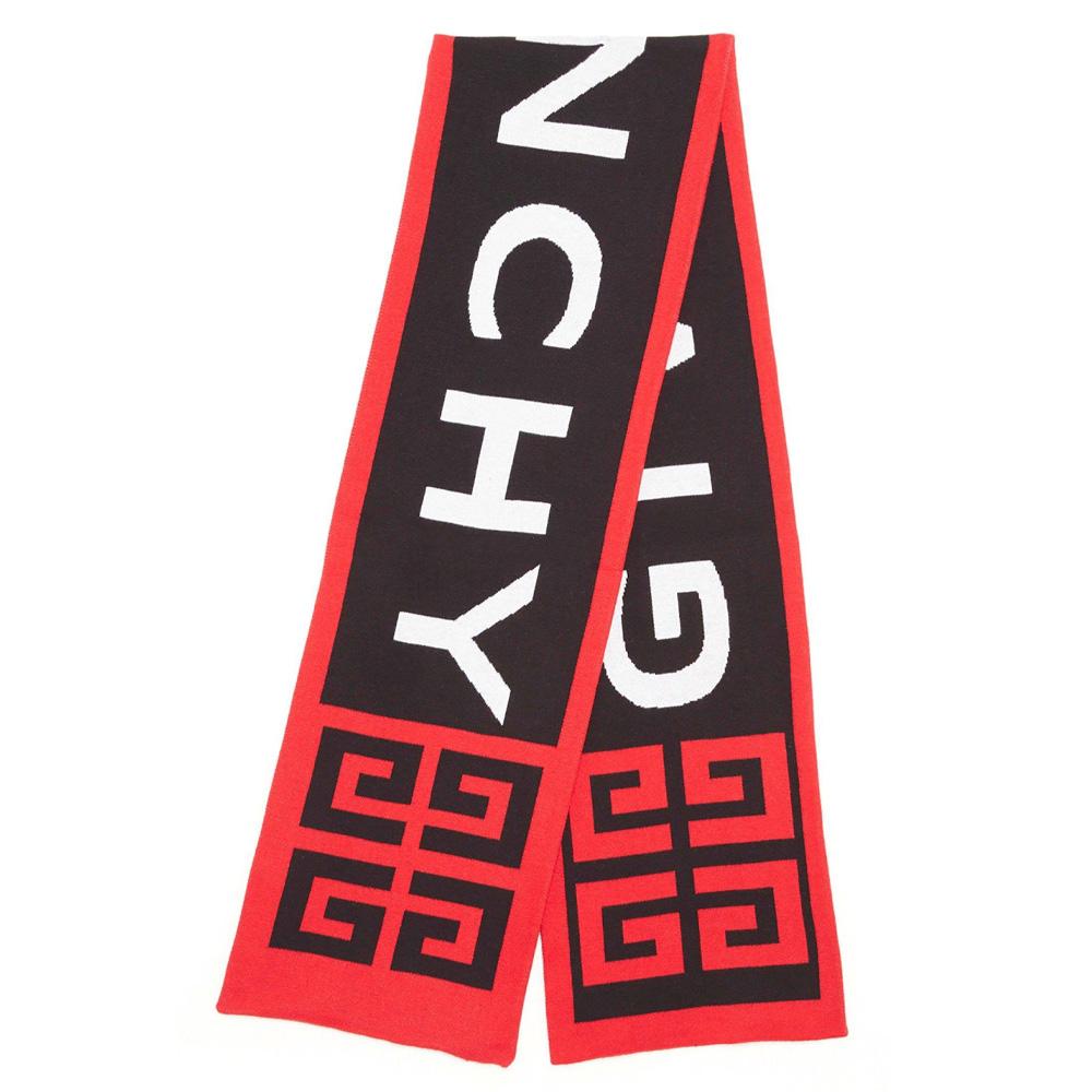 Givenchy Black & Red Logo Team Scarf - Luxury Fashion Accessory for Men & Women | Perfect for Winter, Fall & Stylish Outfits | Gift Idea for Fashion Lovers