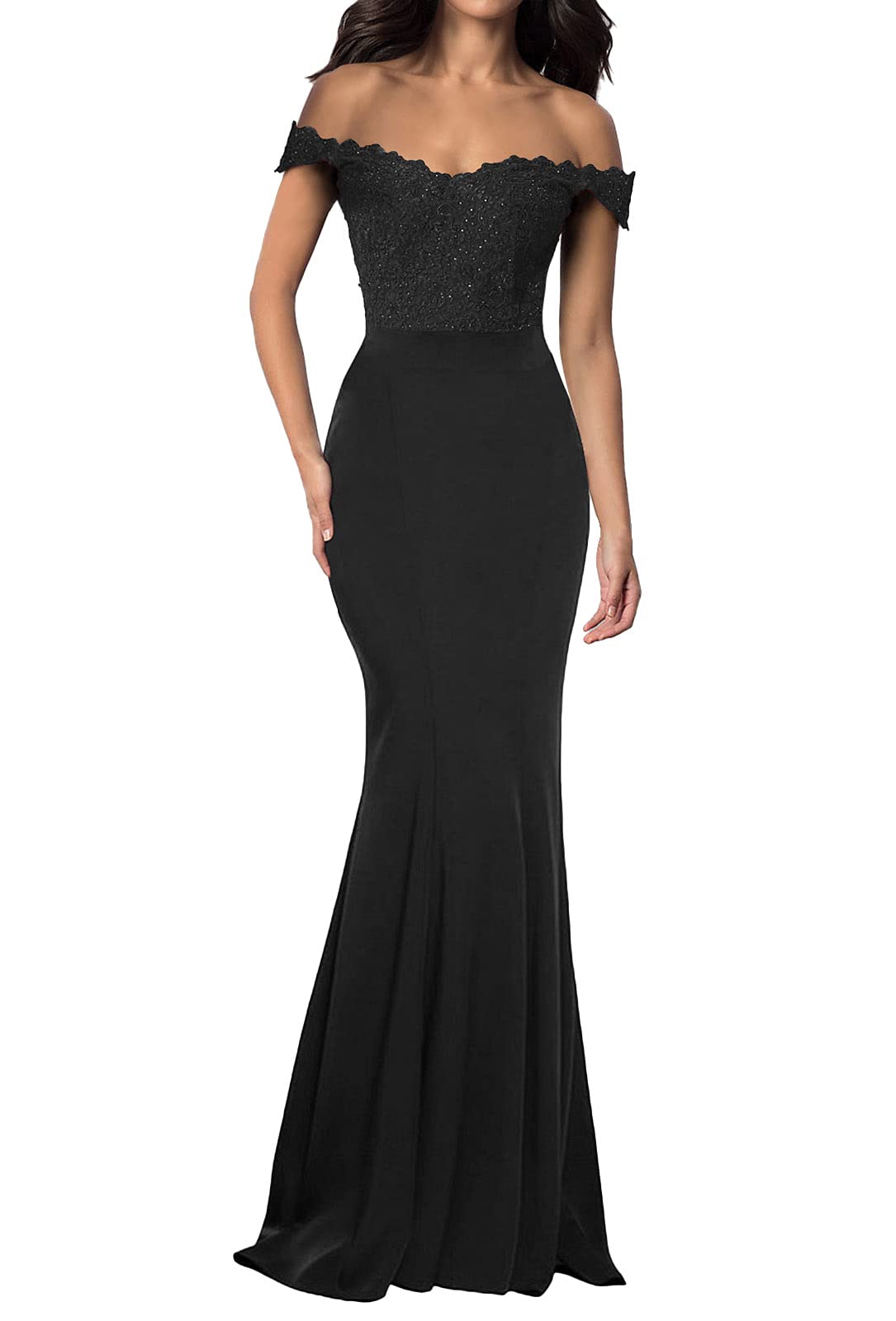 Elegant Mermaid Prom Dress with Lace & Off-Shoulder Neckline - Formal Evening Gown for Homecoming, Wedding & Special Occasions