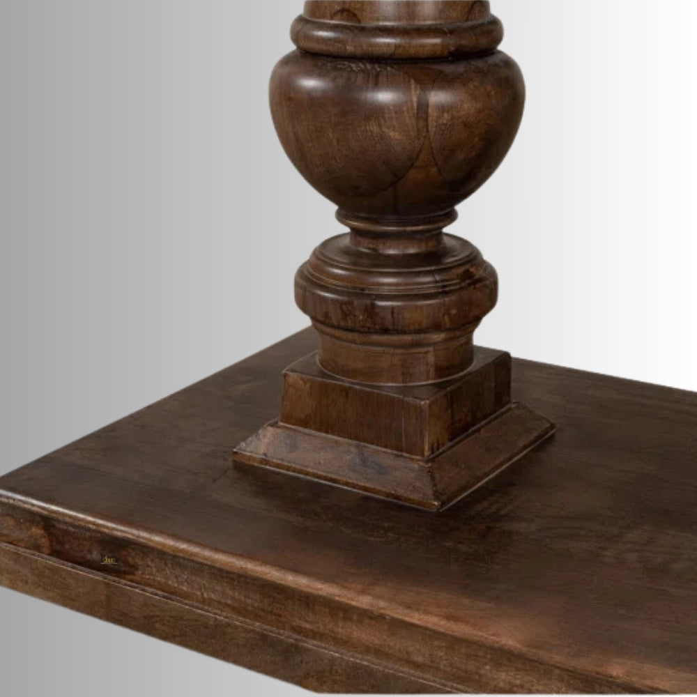 French Provincial Style Walnut Pillar Console Table - Elegant Entryway & Hallway Decor for Home & Office