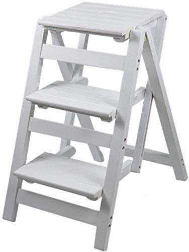 NEVKA Foldable Step Stool - Wooden Multifunctional Ladder Stool for Kitchen, Office & Library - Compact Folding Step Stool with Non-Slip Surface (Perfect for Reaching High Shelves, Home Organization & DIY Projects)