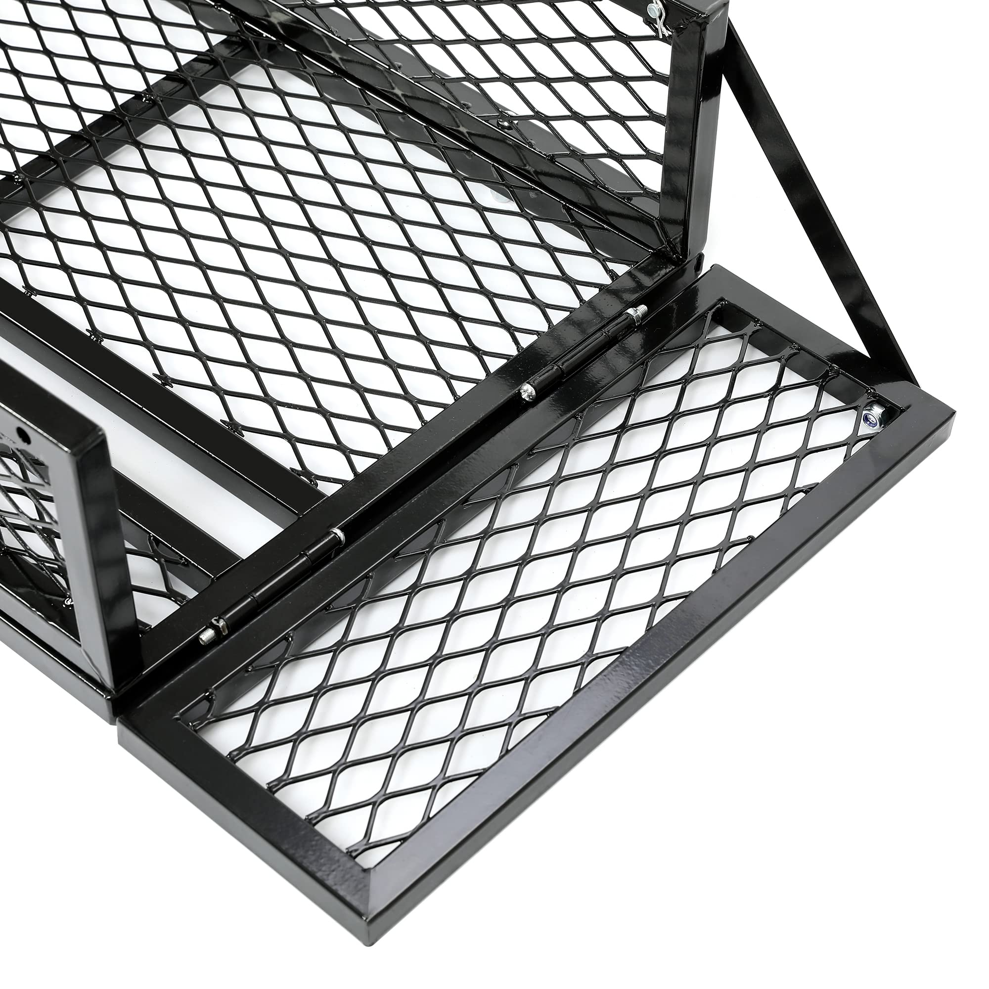 KUAFU Universal ATV Front and Rear Cargo Basket - Heavy Duty Black Steel Mesh Luggage Carrier Rack for Outdoor Adventures, Hunting, Camping and Off-Roading