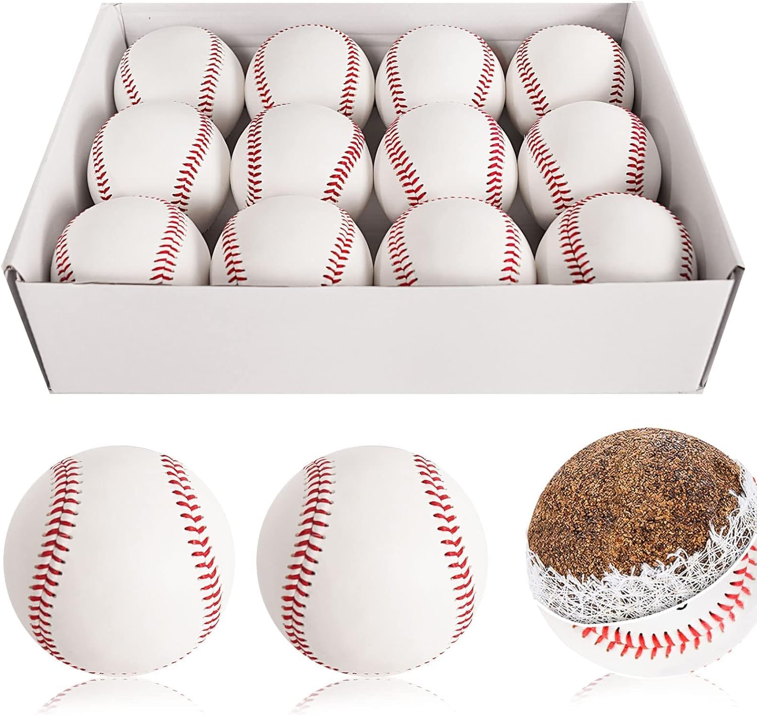 Official League 12-Pack Baseballs - 9 Inch Practice Training Balls for Youth & Adult Players | Unmarked Autograph Baseballs (One Dozen) | Perfect for Recreational Games, Team Practice & Collecting