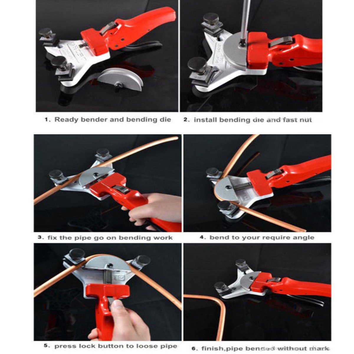 Heavy Duty Manual Tube Bender Set 5-12mm for Steel & Copper Pipes with Tube Cutter - Perfect for Plumbing, HVAC, and Automotive Repair Projects