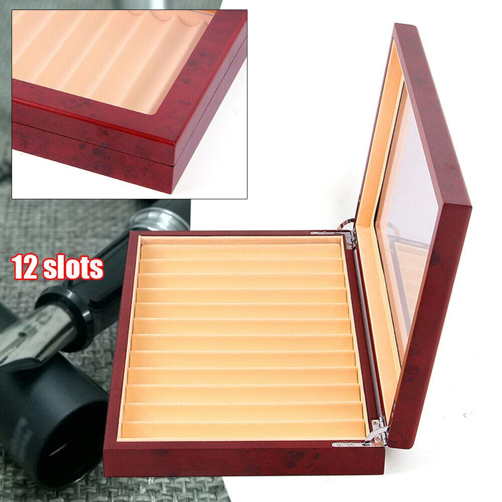 TBVECHI Ethedeal 12-Slot Wooden Pen Display Case - Fountain Pen Storage Box & Collector Organizer for Writing Enthusiasts - Perfect for Office, Home Desk, and Gift Giving (12-Red)