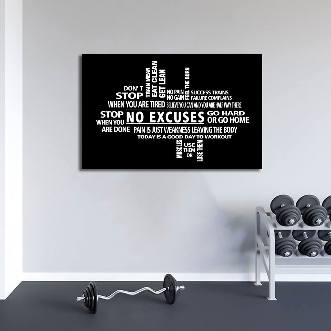 No Excuses Gym Wall Art - Motivational Framed Canvas Print for Home Gym Decor & Fitness Studio Sign - Perfect for Workout Rooms & Personal Training Spaces