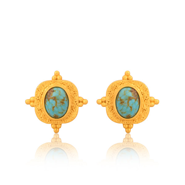 Lost in Paradise Stud Earrings - Turquoise Gemstone Jewelry for Women | Boho Chic Style, Gift for Her, Everyday Wear & Special Occasions