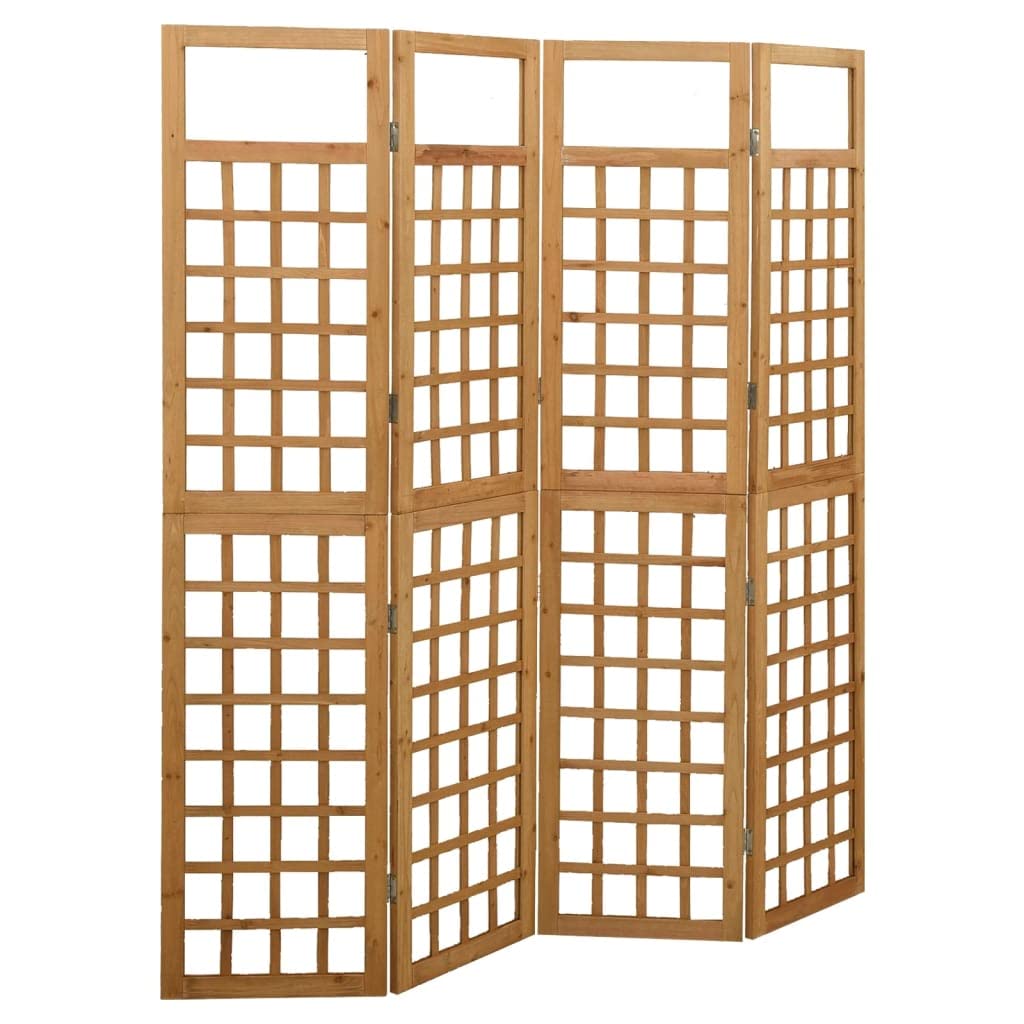 4-Panel Solid Fir Wood Room Divider - 63.4