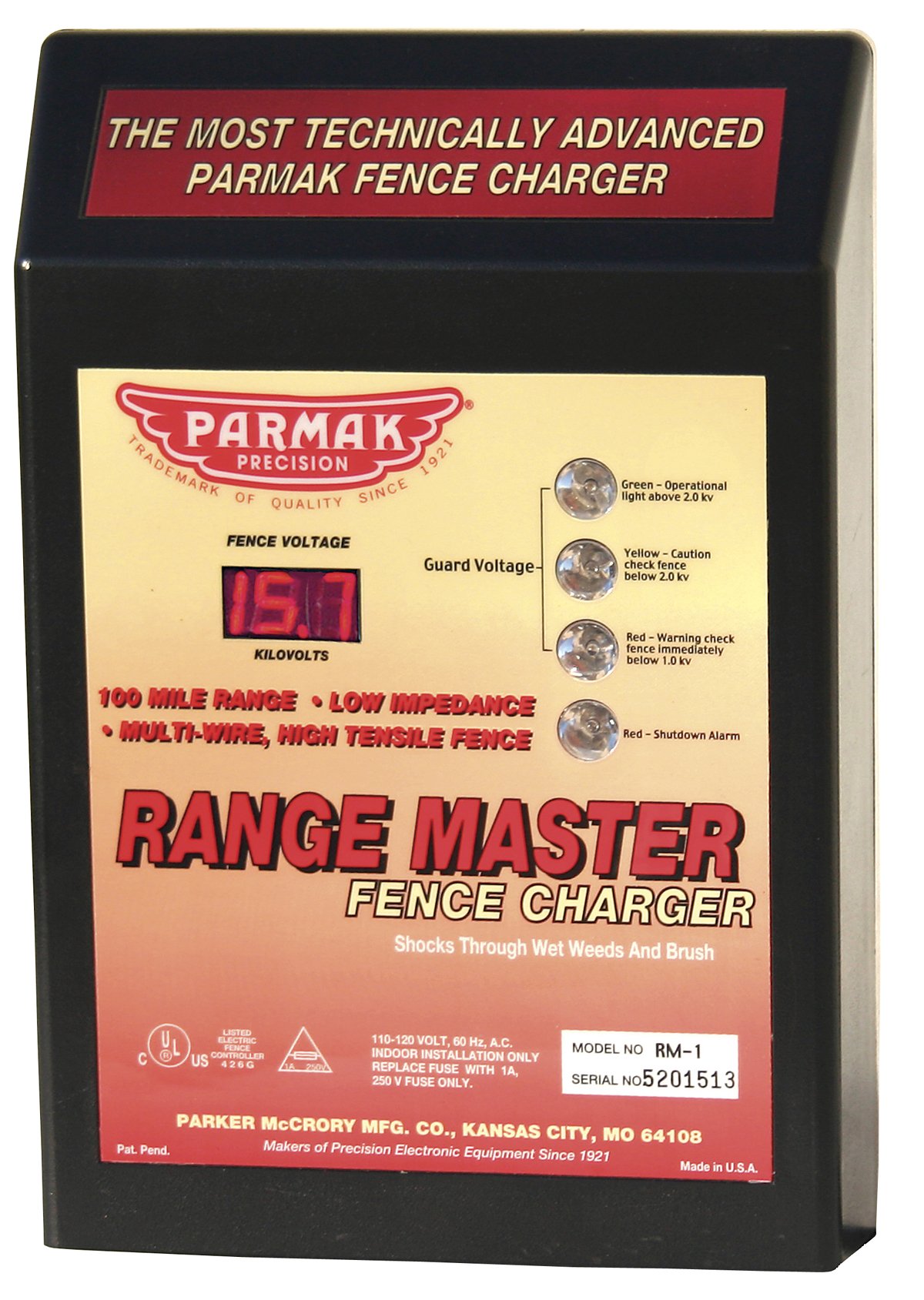 RM-1 Digital Fence Charger for Dogs & Livestock - Heavy Duty Electric Fence Energizer - Weatherproof & High Voltage for Pasture, Farm & Ranch Security
