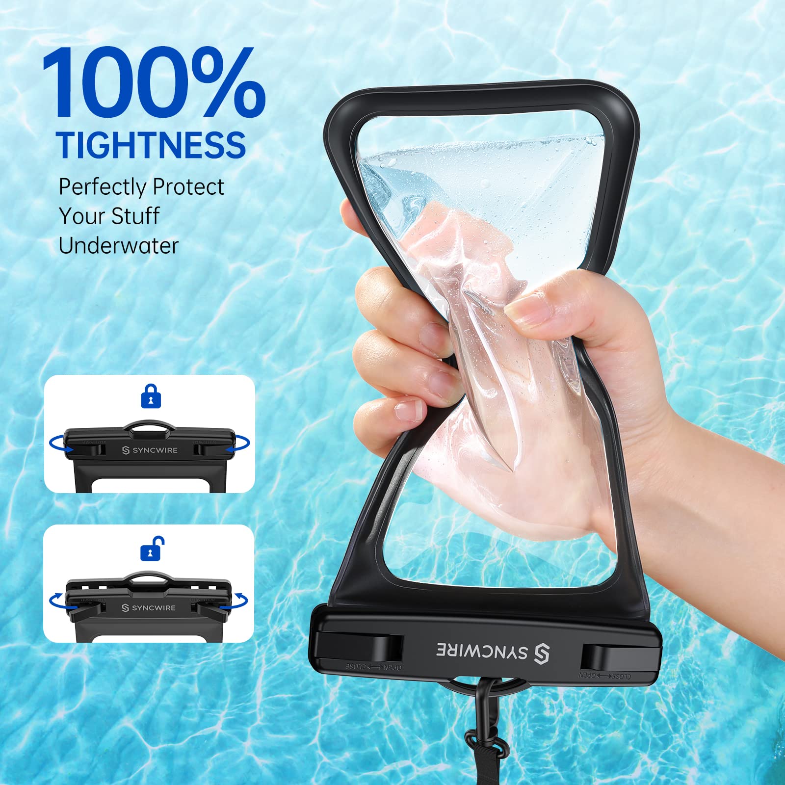 SYNCWIRE Waterproof Phone Pouch [2-Pack] - IPX8 Waterproof Phone Case Dry Bag with Lanyard for iPhone 15/14/13/12/11 Pro/XS MAX/XR/X & Samsung S23/S22/S20 (Fits Phones Up to 7 Inches) - Perfect for Swimming, Beach, Kayaking & Outdoor Activities