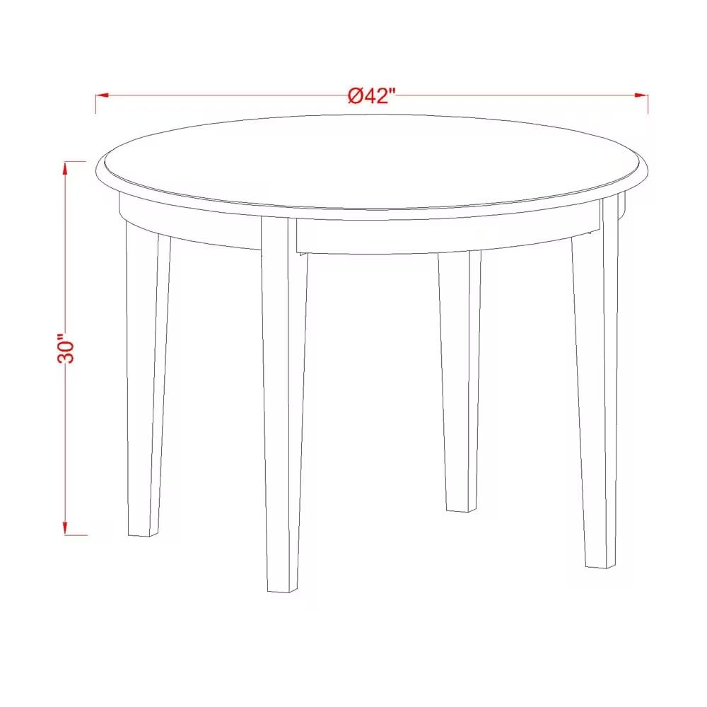 East West Furniture BOAB3-LWH-64 3 Piece Round Dining Set with 42x42 Inch Kitchen Table & 2 White Faux Leather Chairs, Linen White - Perfect for Small Spaces, Breakfast Nooks & Cozy Apartment Dining