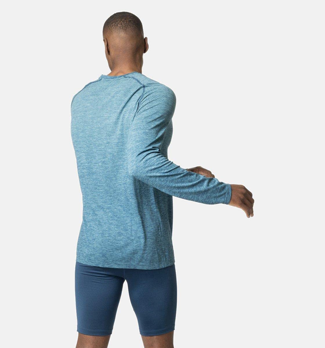 Odlo Men's Essential Seamless Long Sleeve Crew Neck T-Shirt - Moisture Wicking Athletic Base Layer for Running, Hiking & Workouts