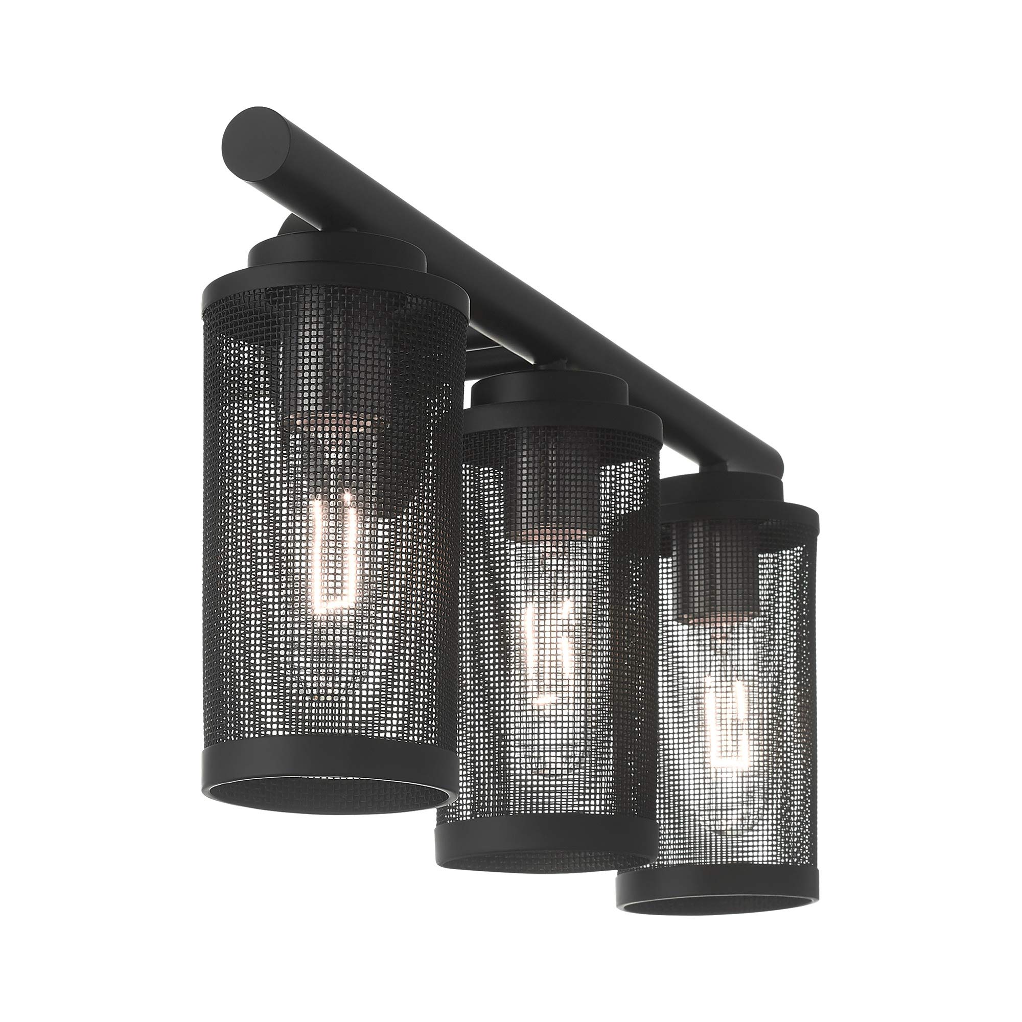 Livex Lighting 3-Light Black Bathroom Vanity Light with Brushed Nickel Accents - Modern Fixture for Bathroom, Powder Room or Dressing Area (Model 14123-04)