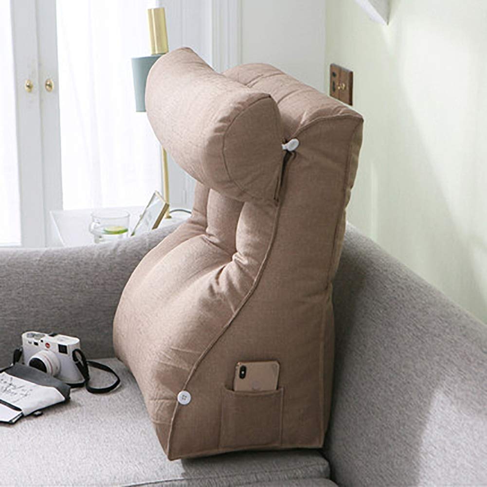 Adjustable Bed Wedge Pillow for Back Support - Reading, Sleeping & Office Chair Cushion - Brown Ergonomic Backrest (45x30x55cm) - Ideal for Back Pain Relief, Post-Surgery Recovery & Comfortable Lounging