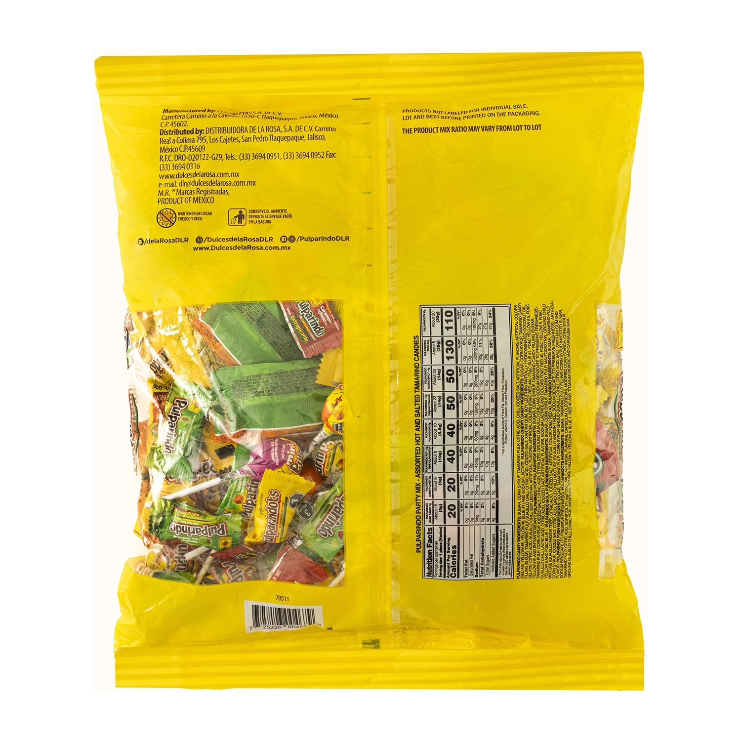 De La Rosa Pulparindo Fiesta Tamarind Candy - 2.6lb Bulk Bag | Authentic Mexican Candy for Parties, Snacking & Gifting