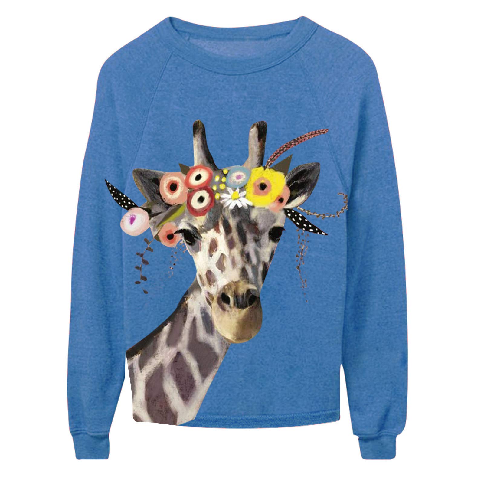 Plus Size Women's Animal Print Long Sleeve Sweatshirt - Casual Crewneck Pullover Loose Blouse for Everyday Wear & Street Fashion