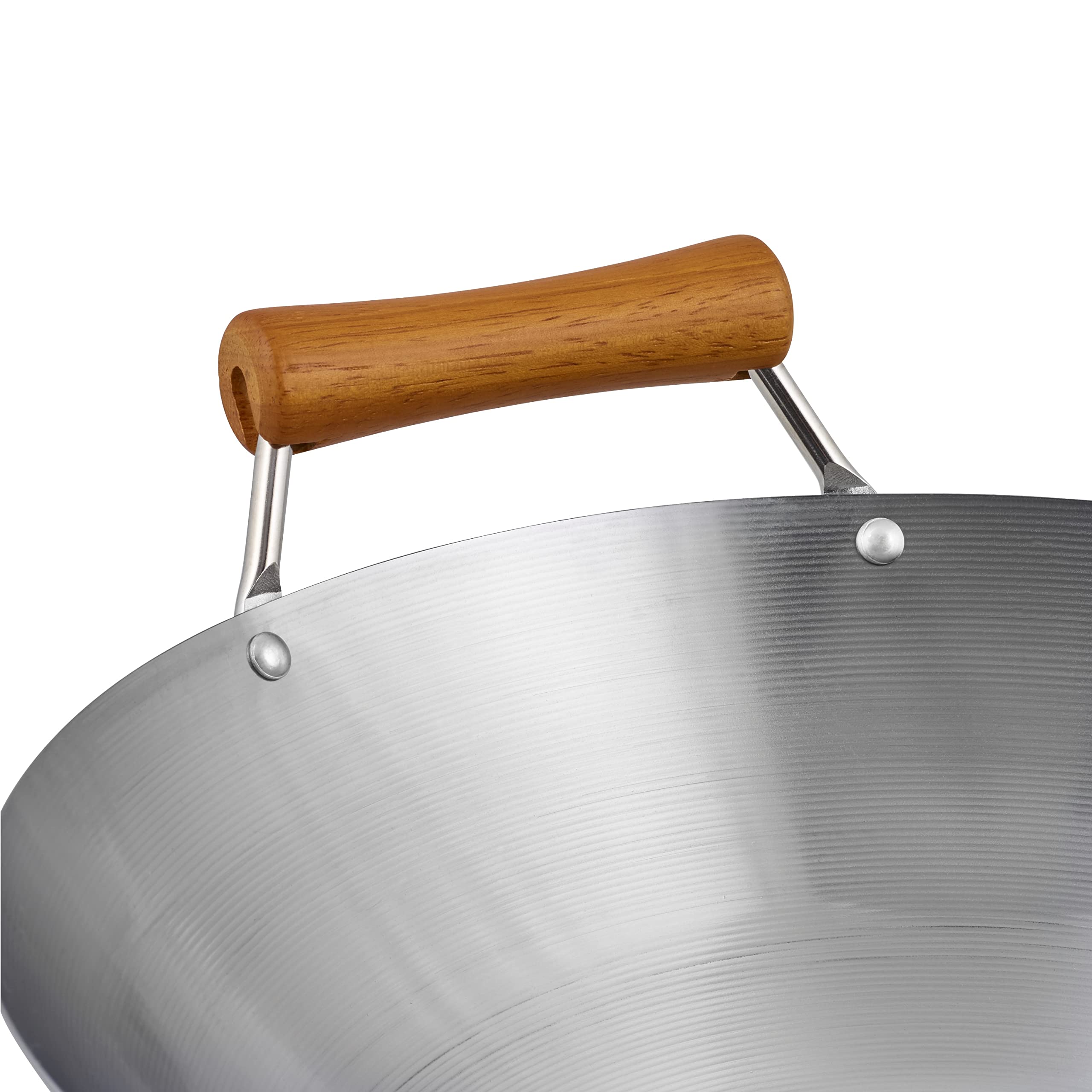 Ken Hom KH436003 Traditional Carbon Steel Wok Pan - 36cm Induction Compatible, Metal Utensil Safe, Hand Wash Only - Perfect for Stir-Frying, Searing & Asian Cooking