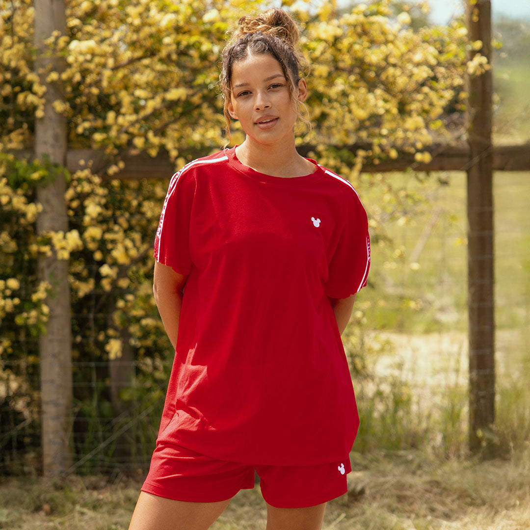 Disney Women's Red Terry Lounge Top - Soft & Comfortable Casual Shirt for Relaxing at Home or Outings
