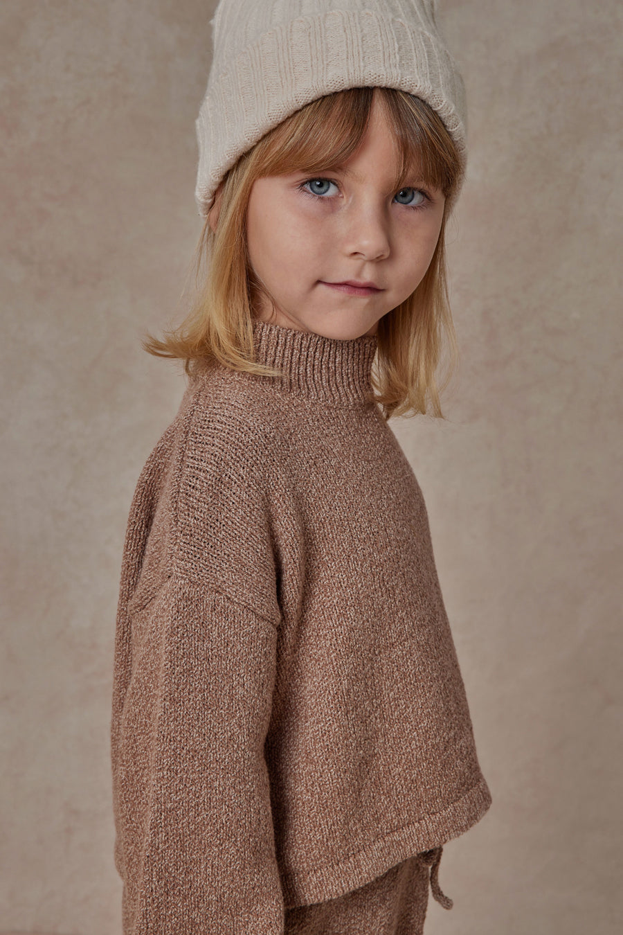 Rylee + Cru Girls' Knit Sweater in Heathered Mocha - Soft & Cozy Pullover for School, Playdates & Fall Outfits