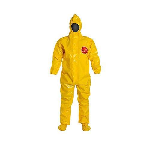 DuPont BR128TYL3X0002BN Protective Coverall with Respirator Fit Hood - Storm Flap with Adhesive Closure, Taped Seams, Size 3X-Large in Yellow (Pack of 2) | Ideal for Chemical Handling, Industrial Safety & Hazardous Work Environments